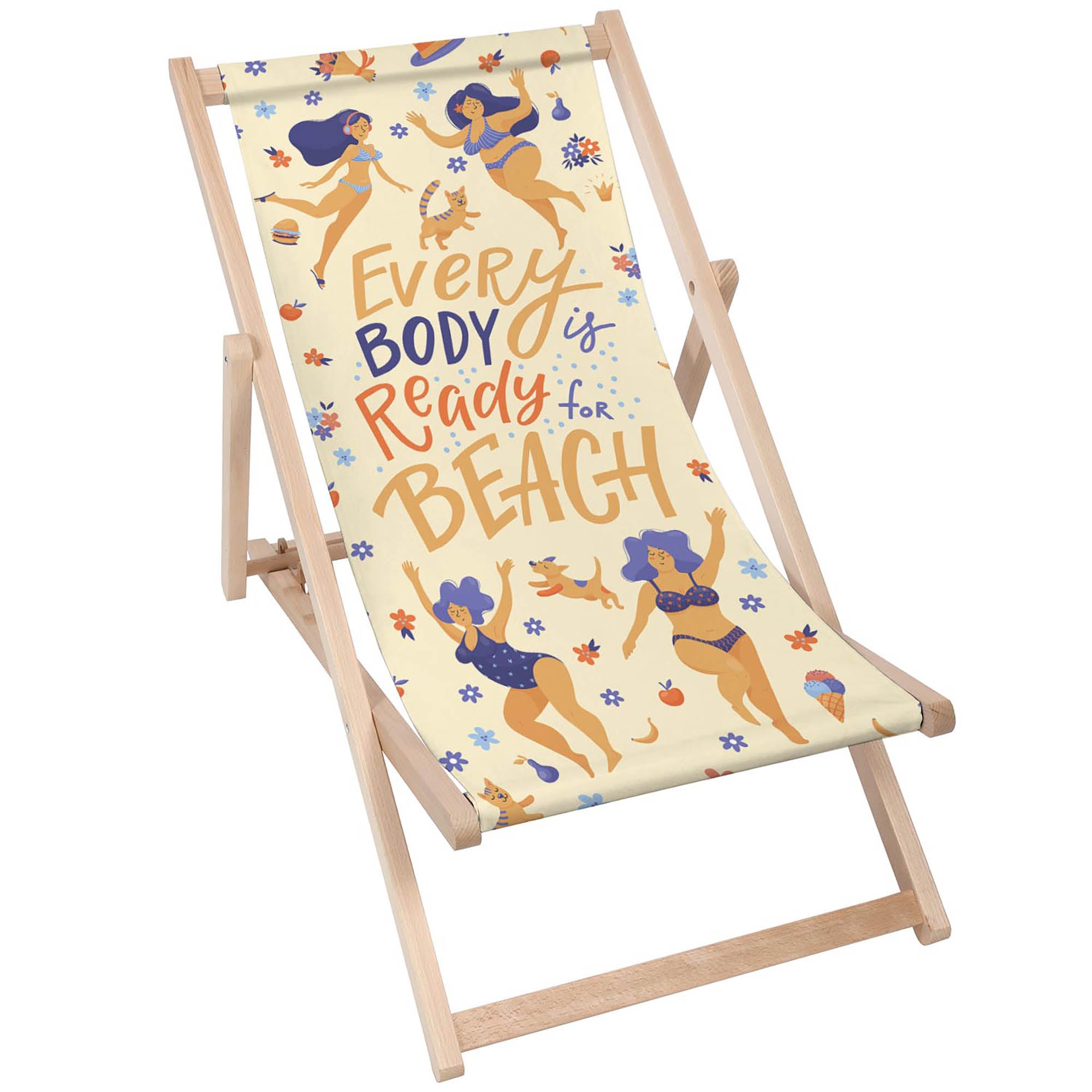Leżak drewniany Every Body is Beach Body