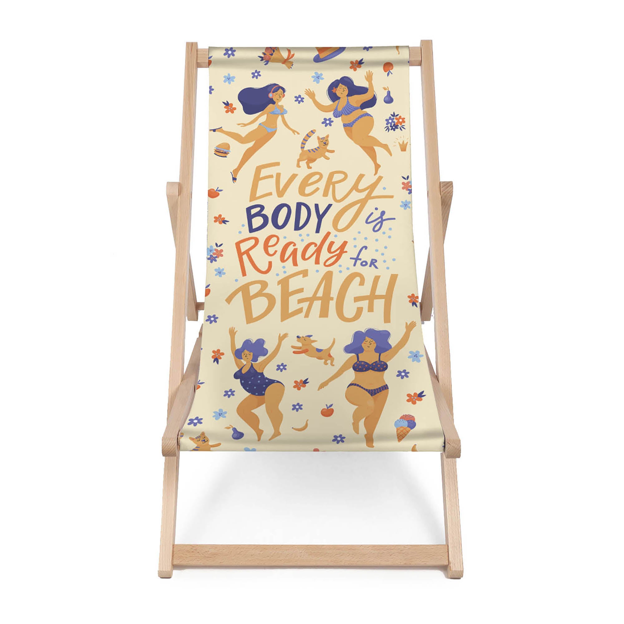 Leżak drewniany Every Body is Beach Body