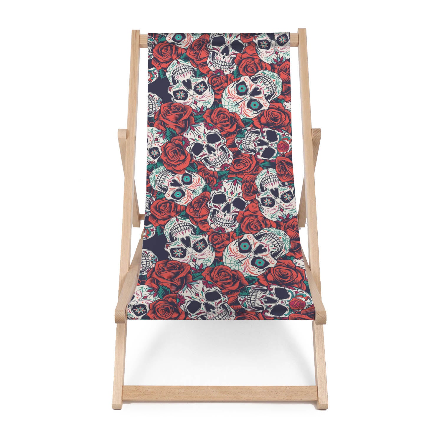 Leżak drewniany Red Roses Skull-M