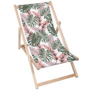 Leżak drewniany Tropical Pink and Green Leaves-M