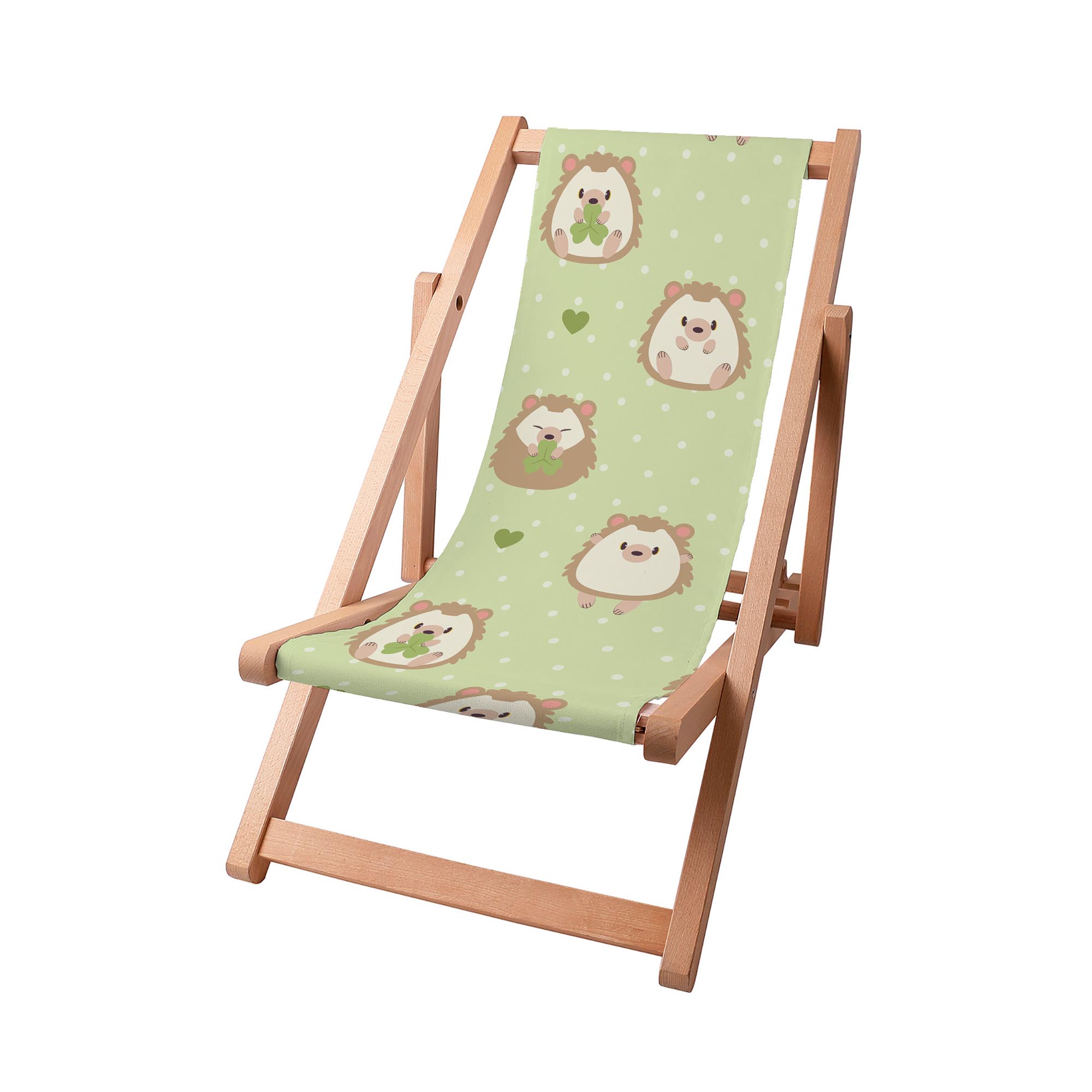 Holzliegestuhl Igel und Gras