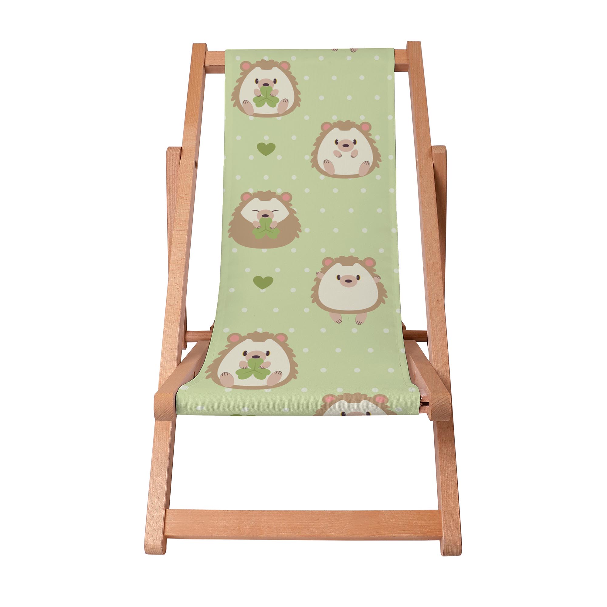 Holzliegestuhl Igel und Gras