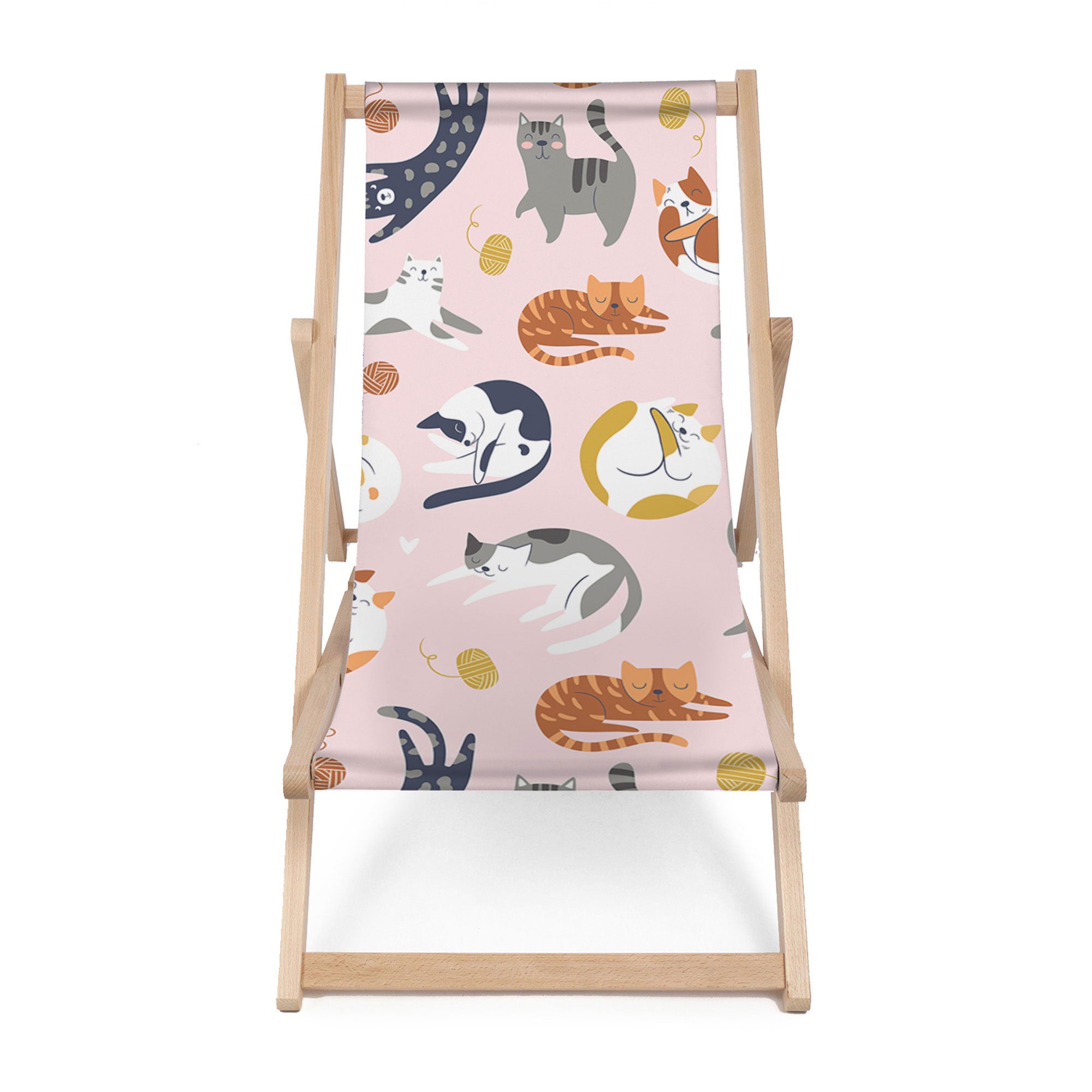 Leżak drewniany Pastel Cats-M