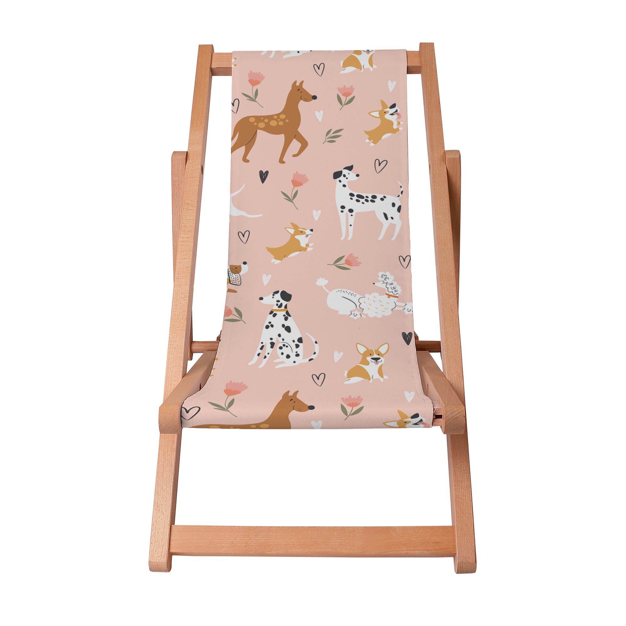 Dřevěné lehátko Pink Cartoon Dogs-S
