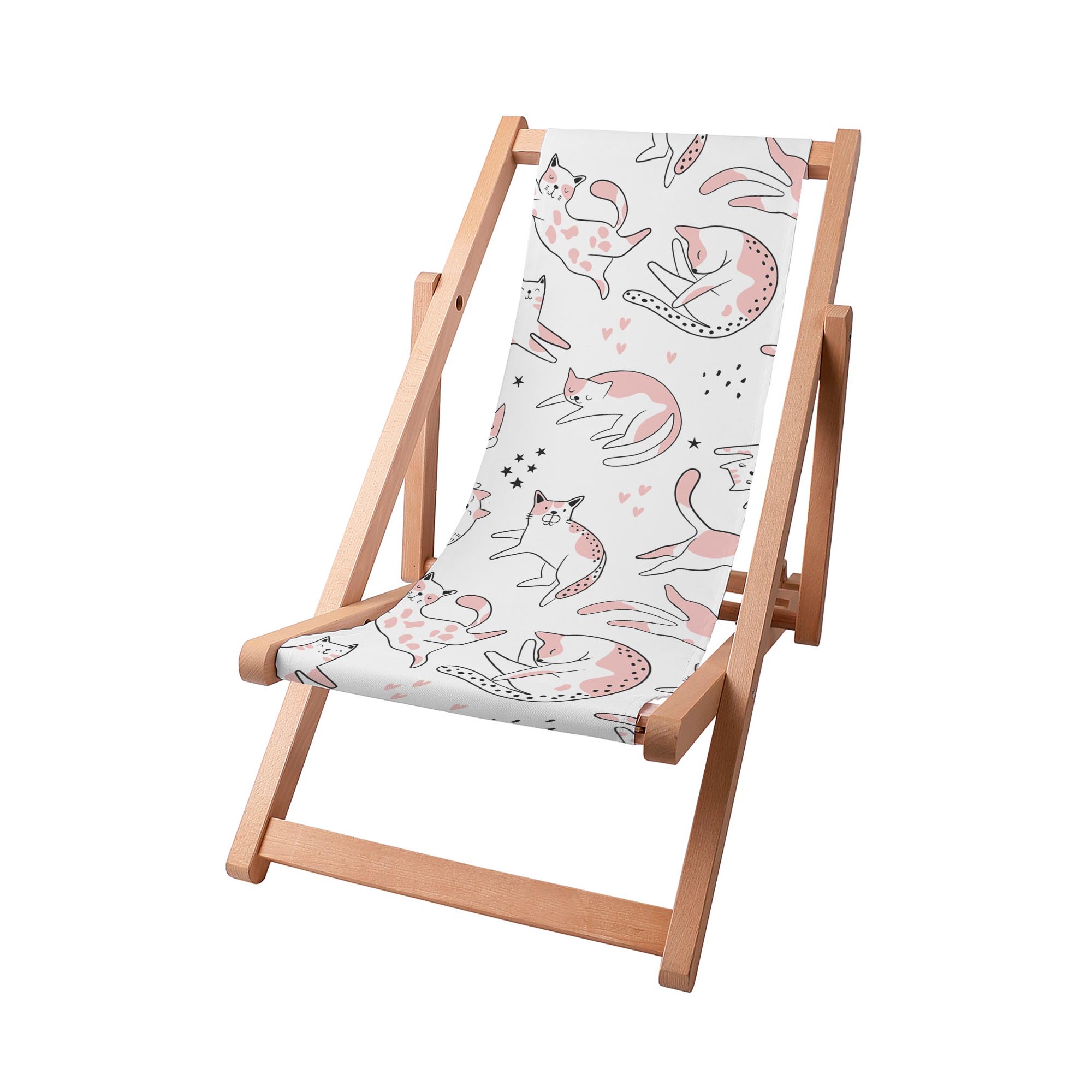 Dřevěné lehátko Pink Cats-S
