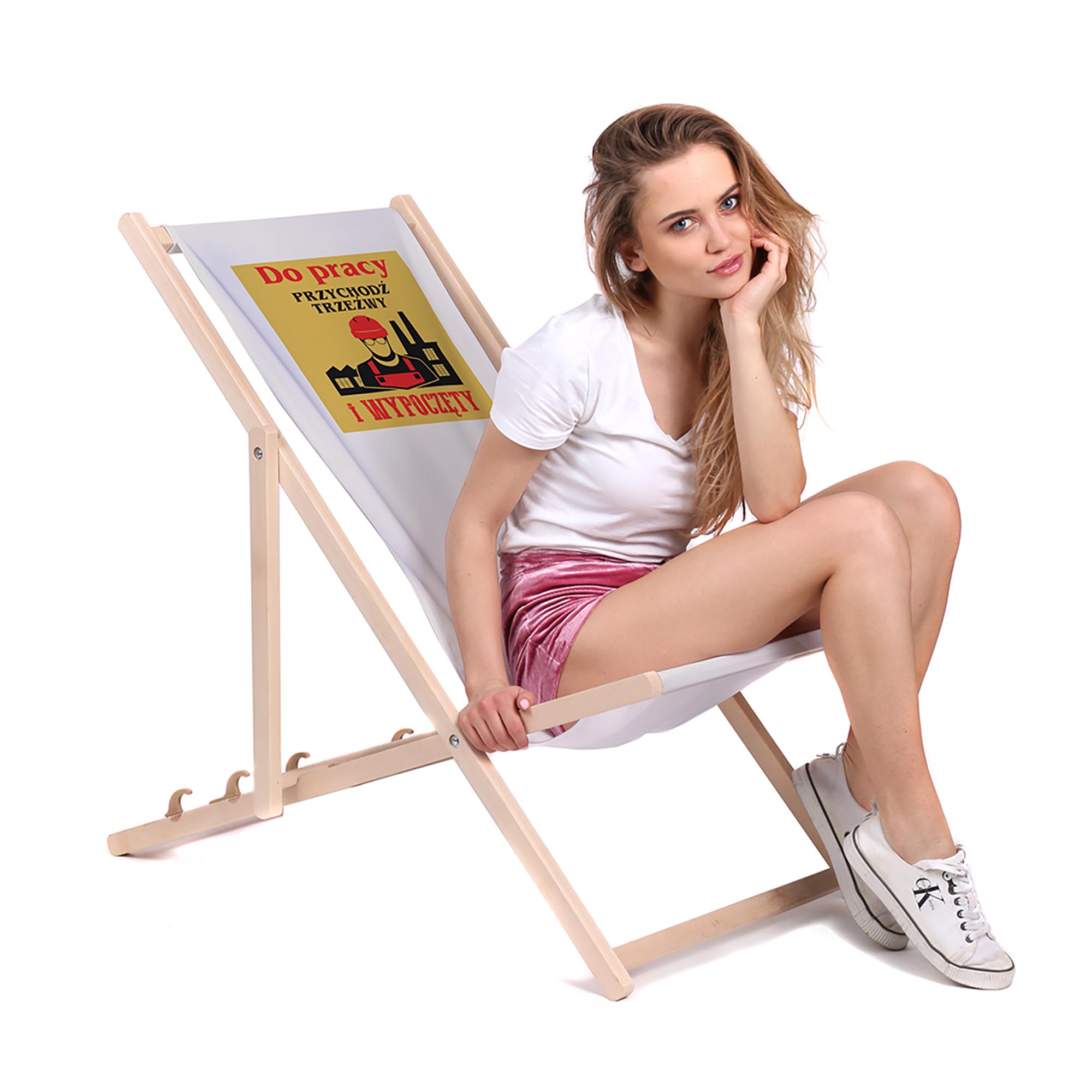 Leżak drewniany Do Pracy Przychodź Trzeźwy