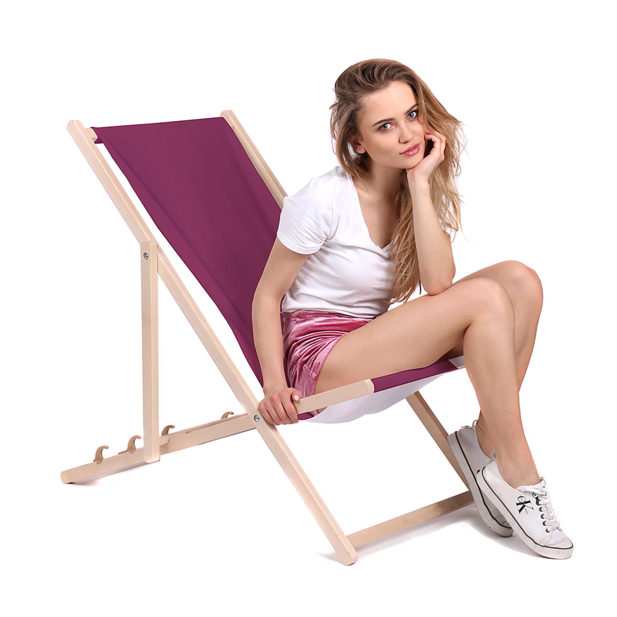 Leżak drewniany Basic-M-BURGUND