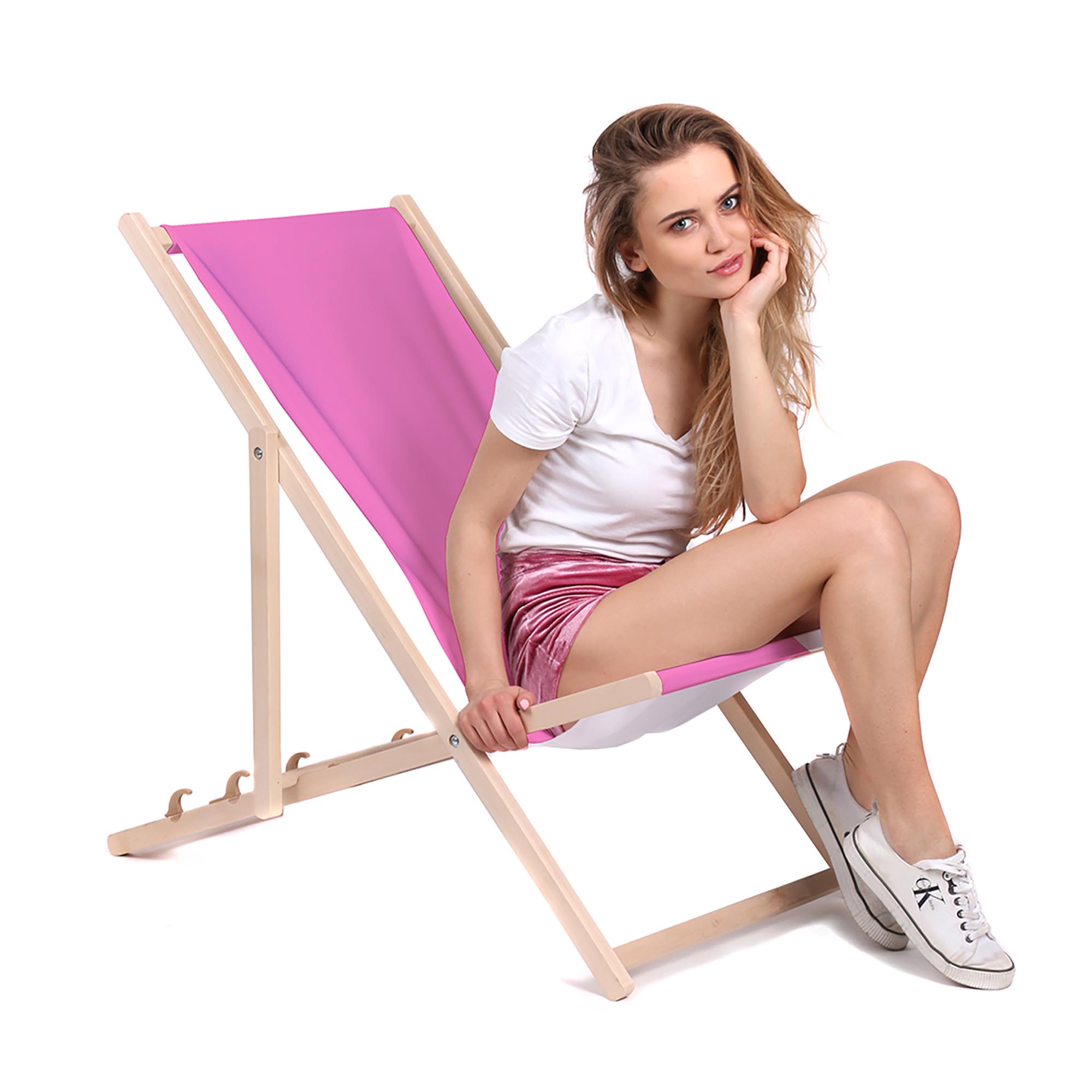 Leżak drewniany Basic-M-PINK