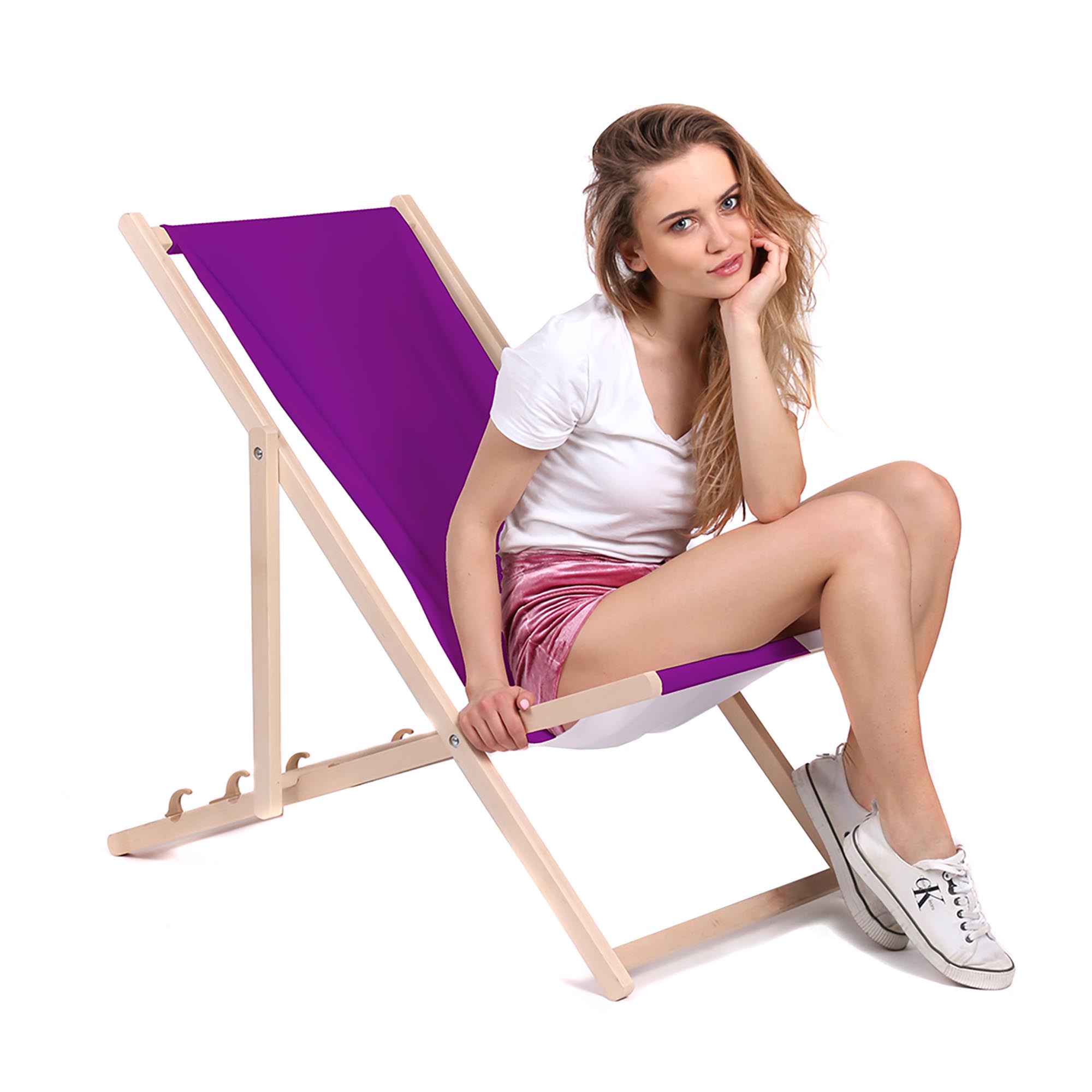 Leżak drewniany Basic-M-PURPLE