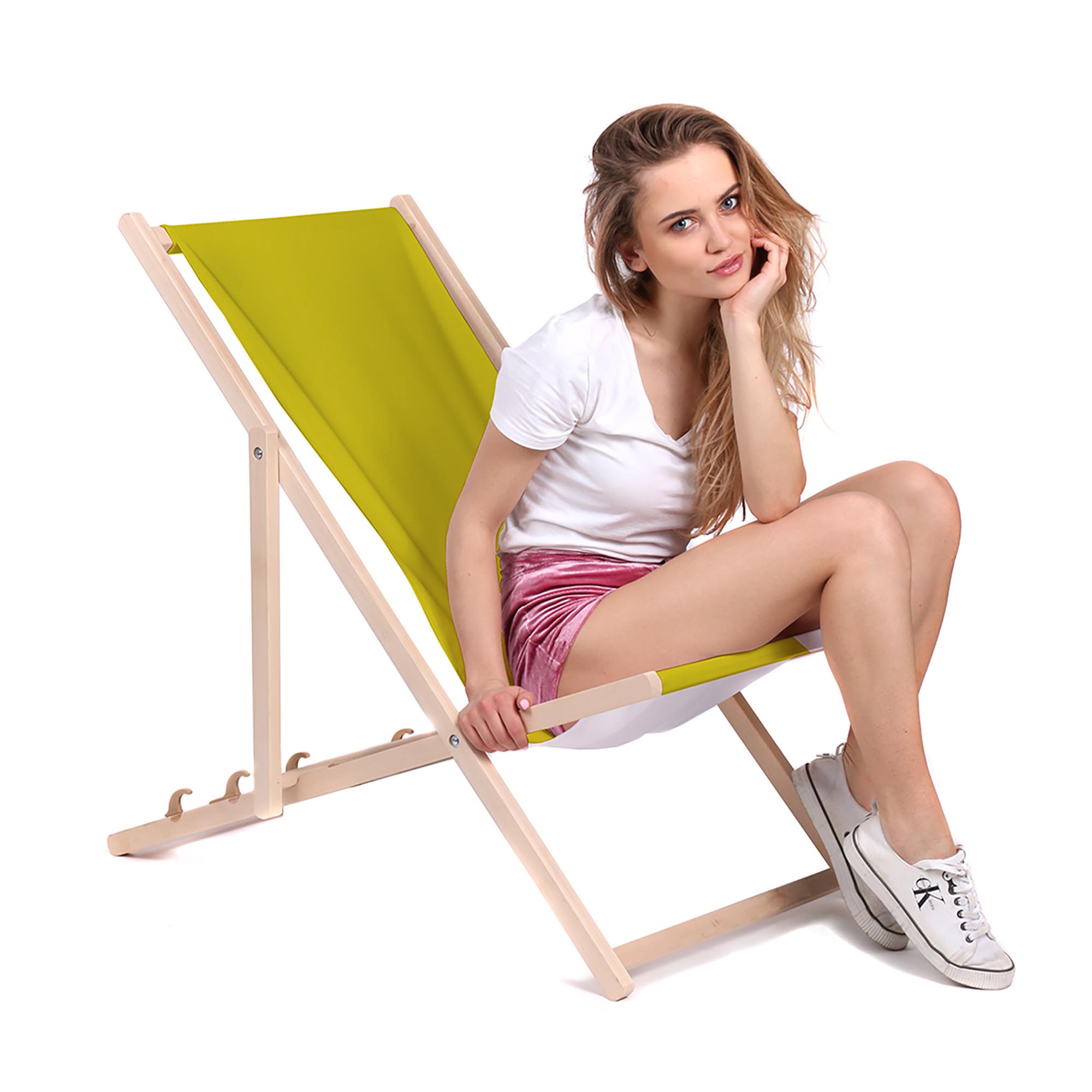Leżak drewniany Basic-M-YELLOW