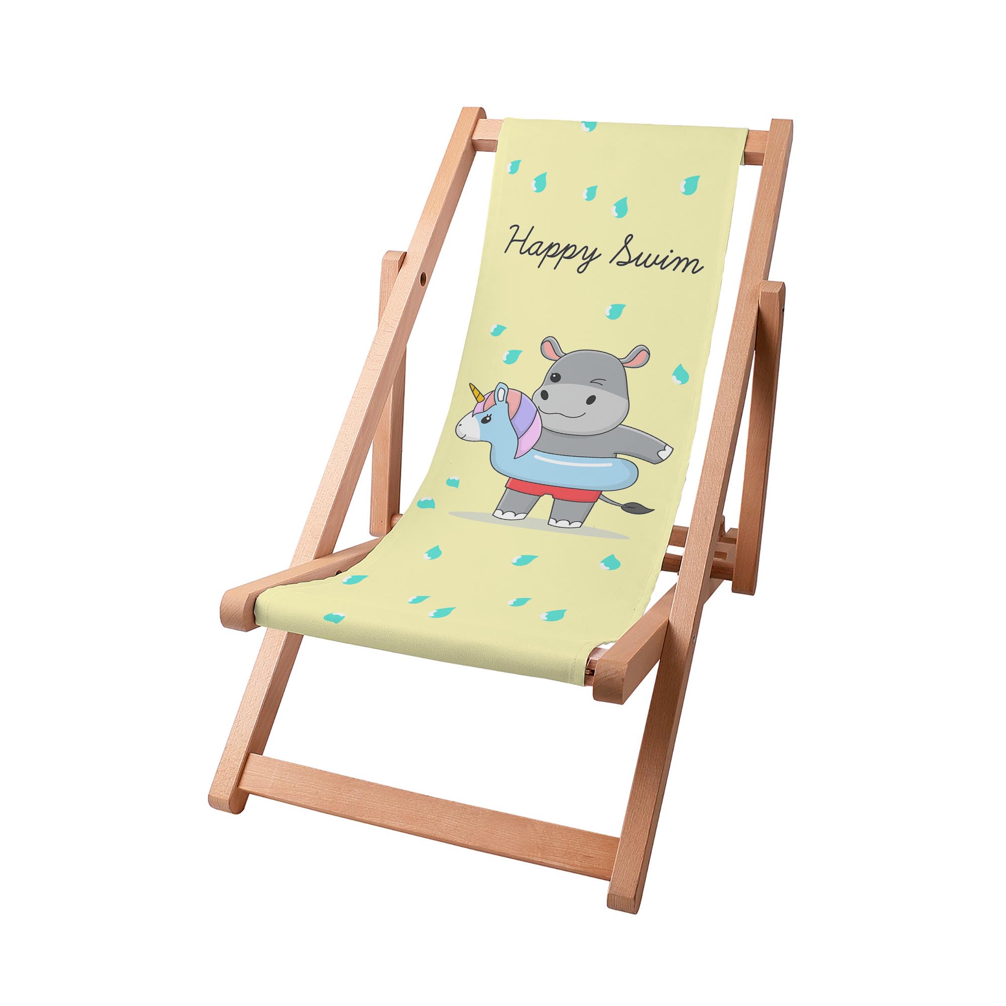 Wooden Deck Chair Happy Swim Boy