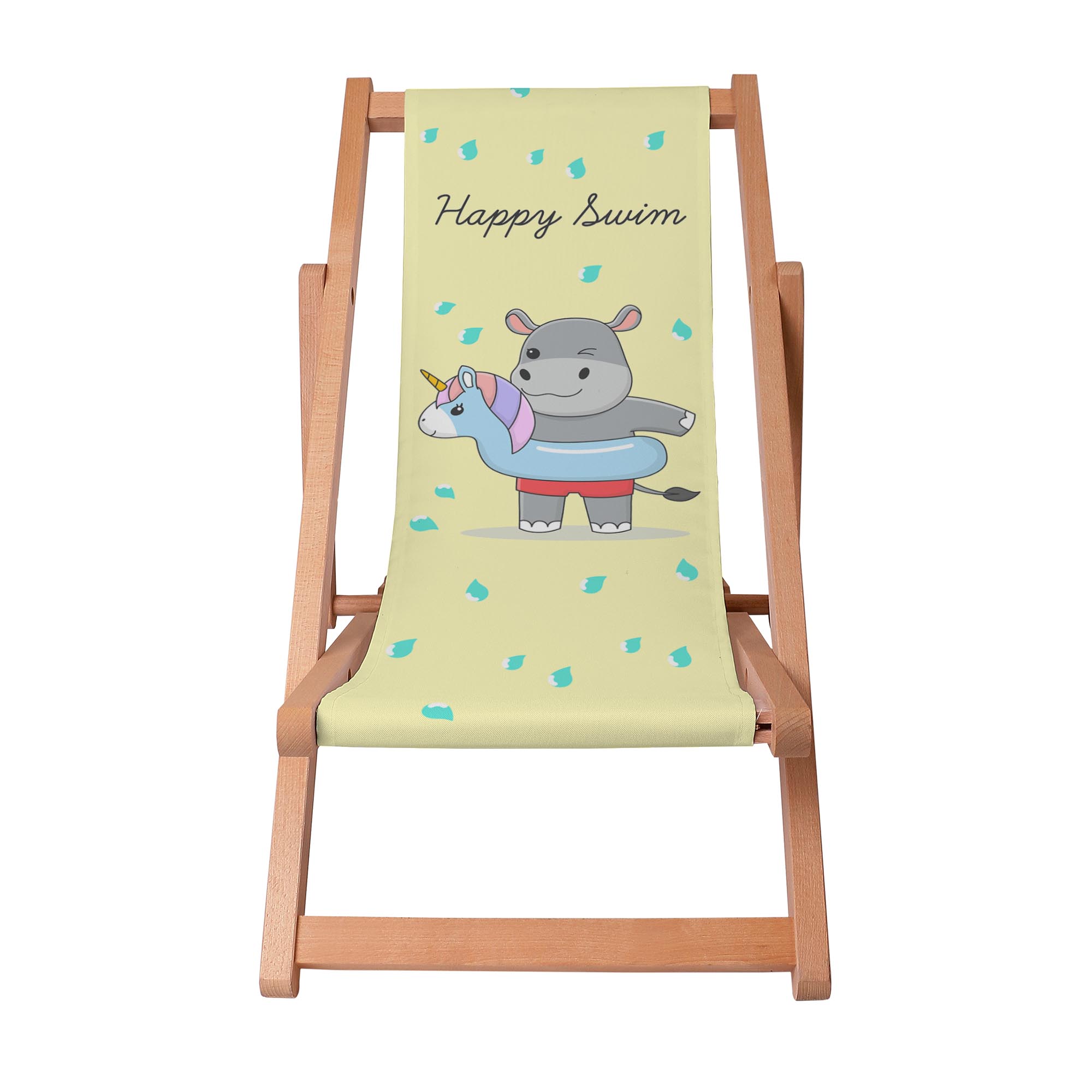 Wooden Deck Chair Happy Swim Boy