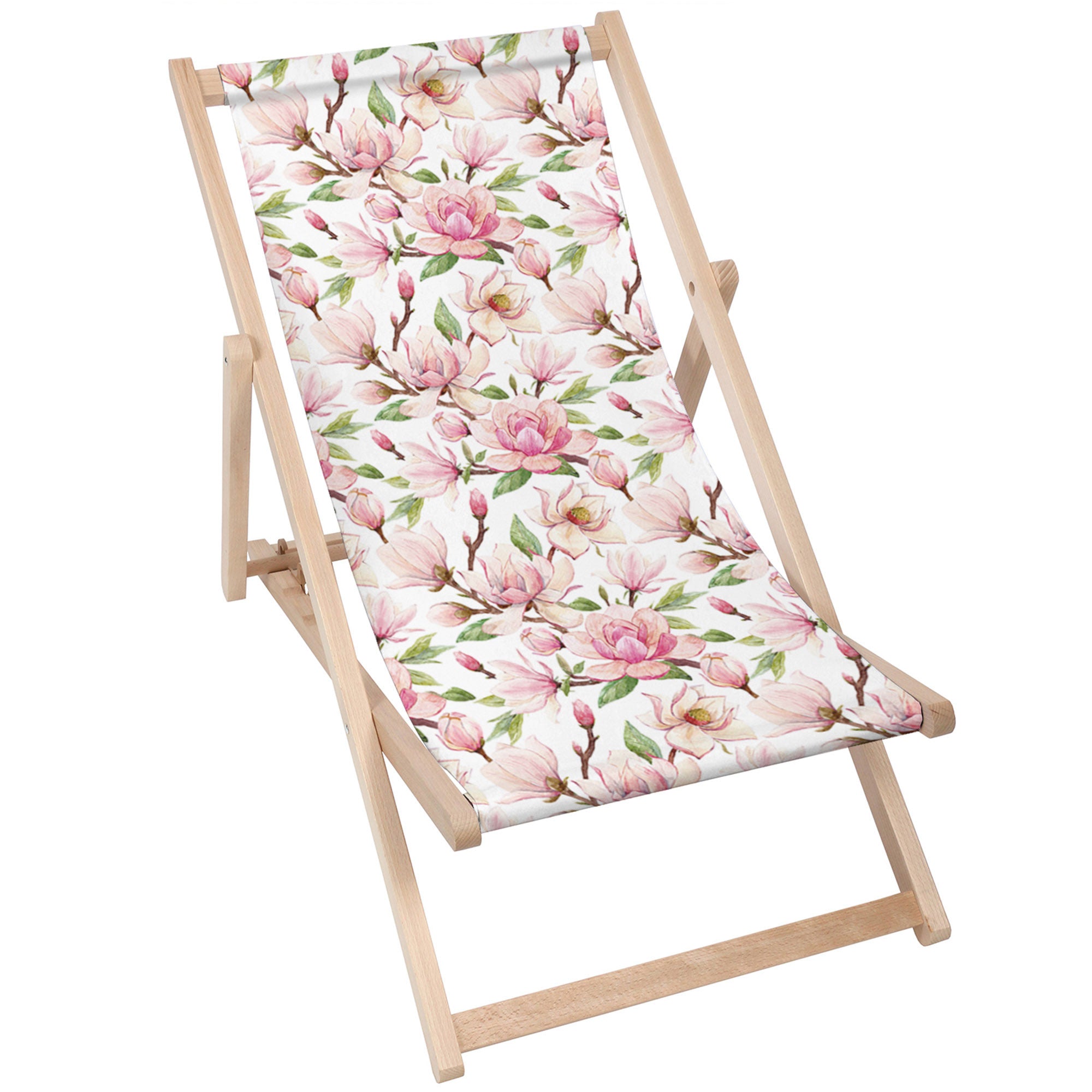 Wooden Deck Chair Magnolia Flowers-M