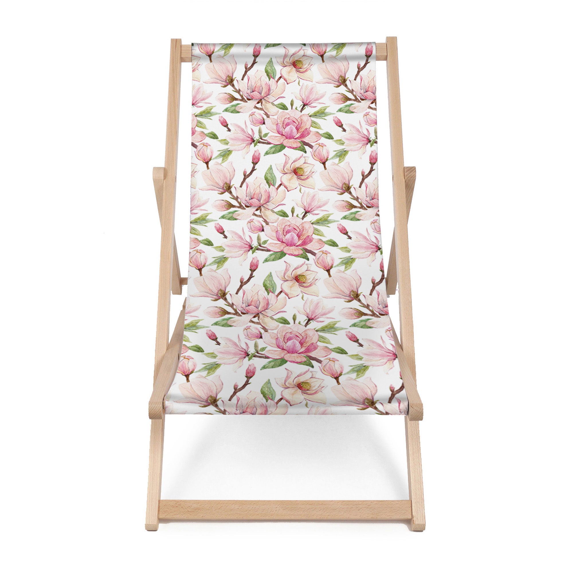 Wooden Deck Chair Magnolia Flowers-M