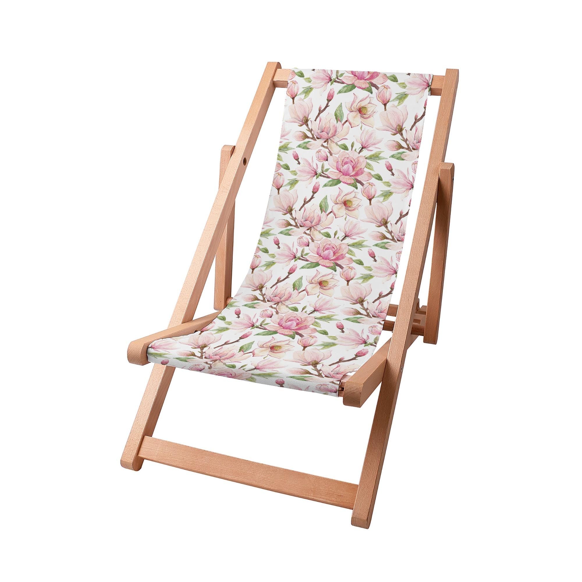 Wooden Deck Chair Magnolia Flowers-S