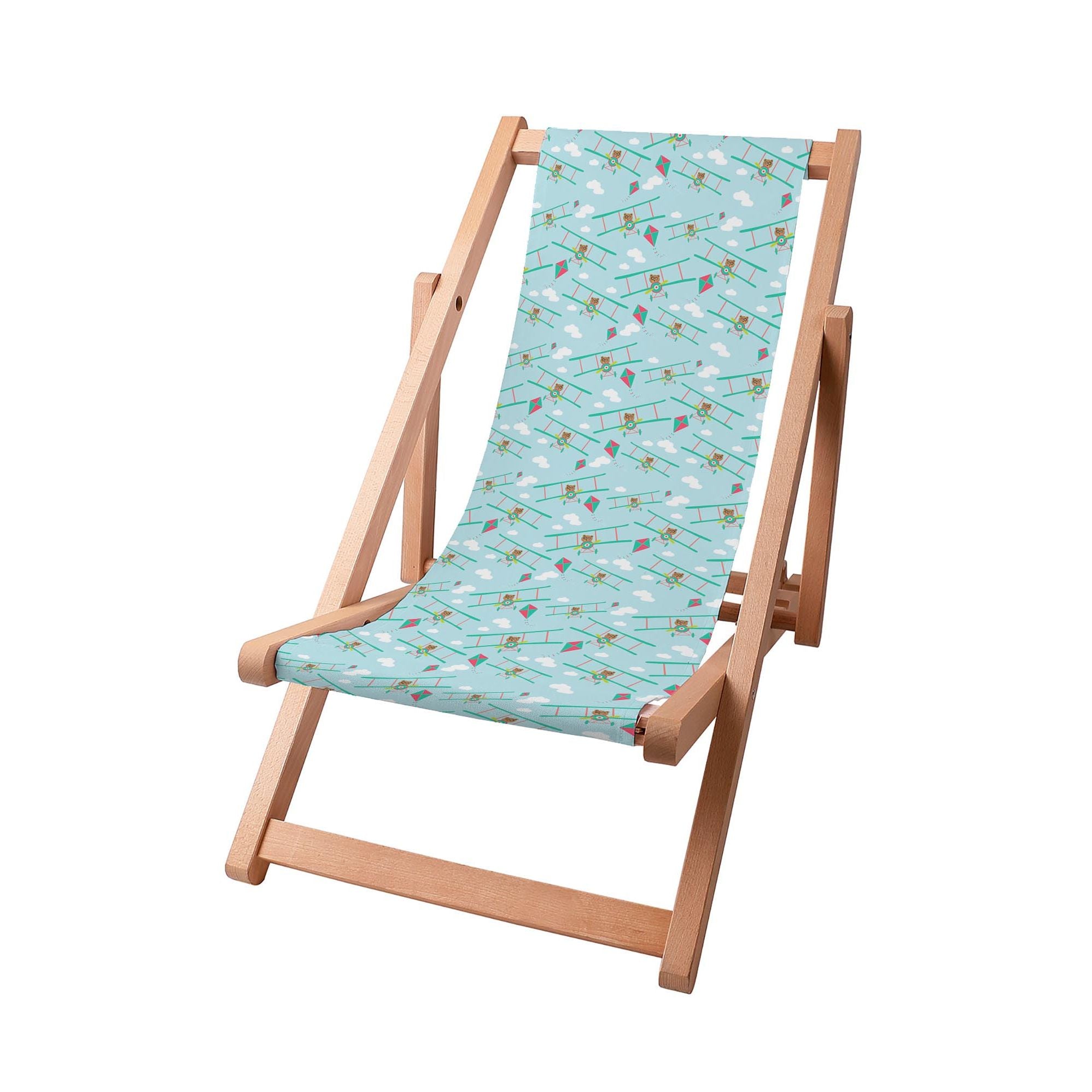 Wooden Deck Chair Teddy in Airplane-S