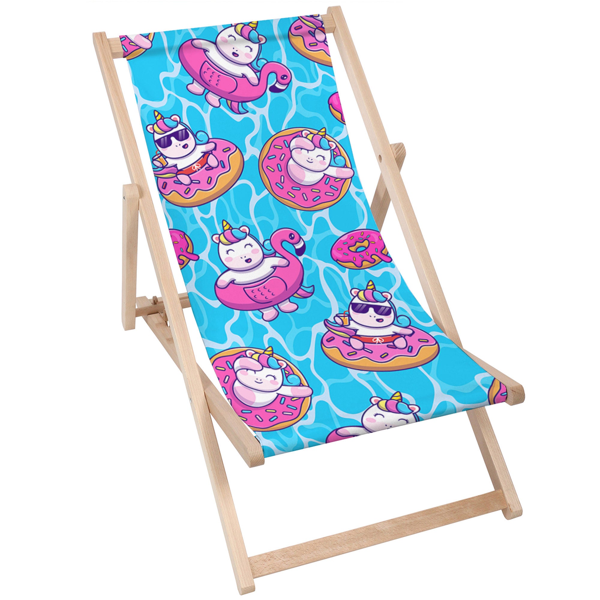 Leżak drewniany Swimming Unicorns-M