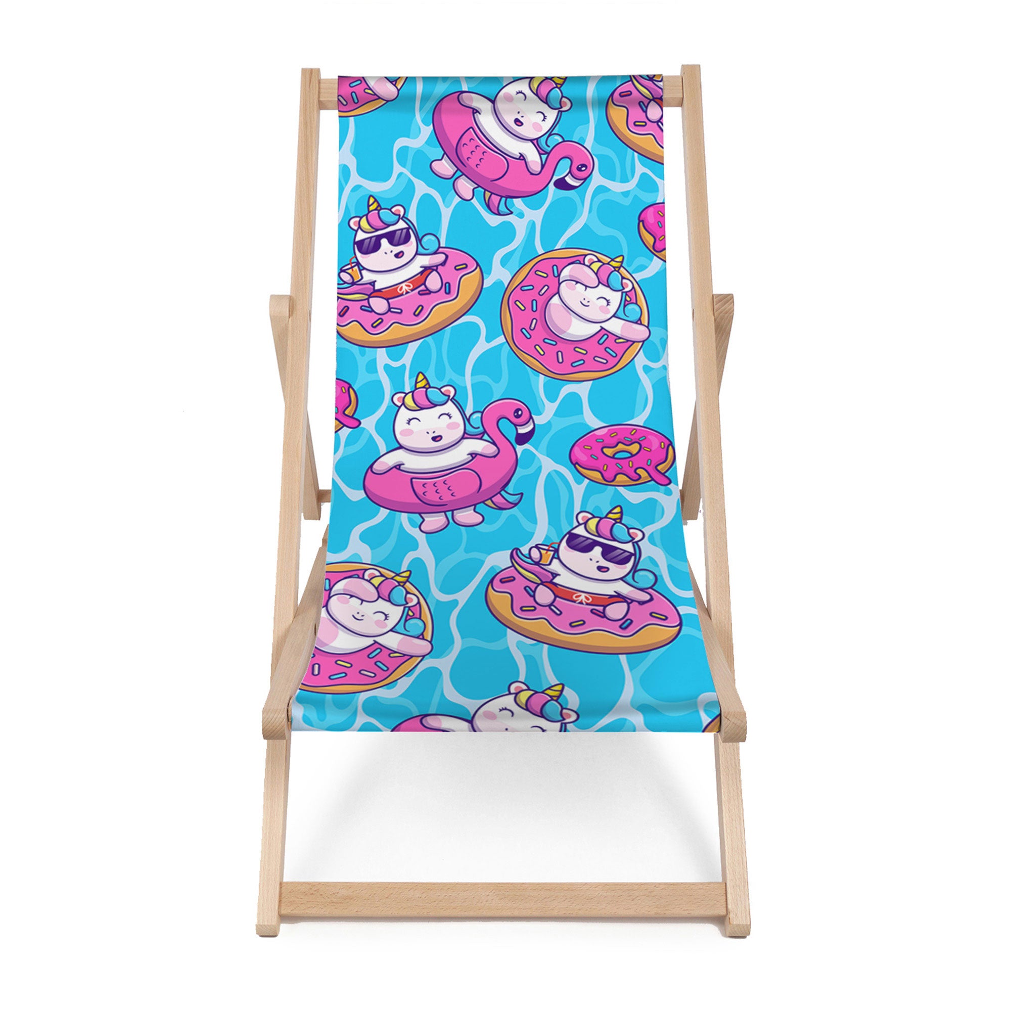 Leżak drewniany Swimming Unicorns-M
