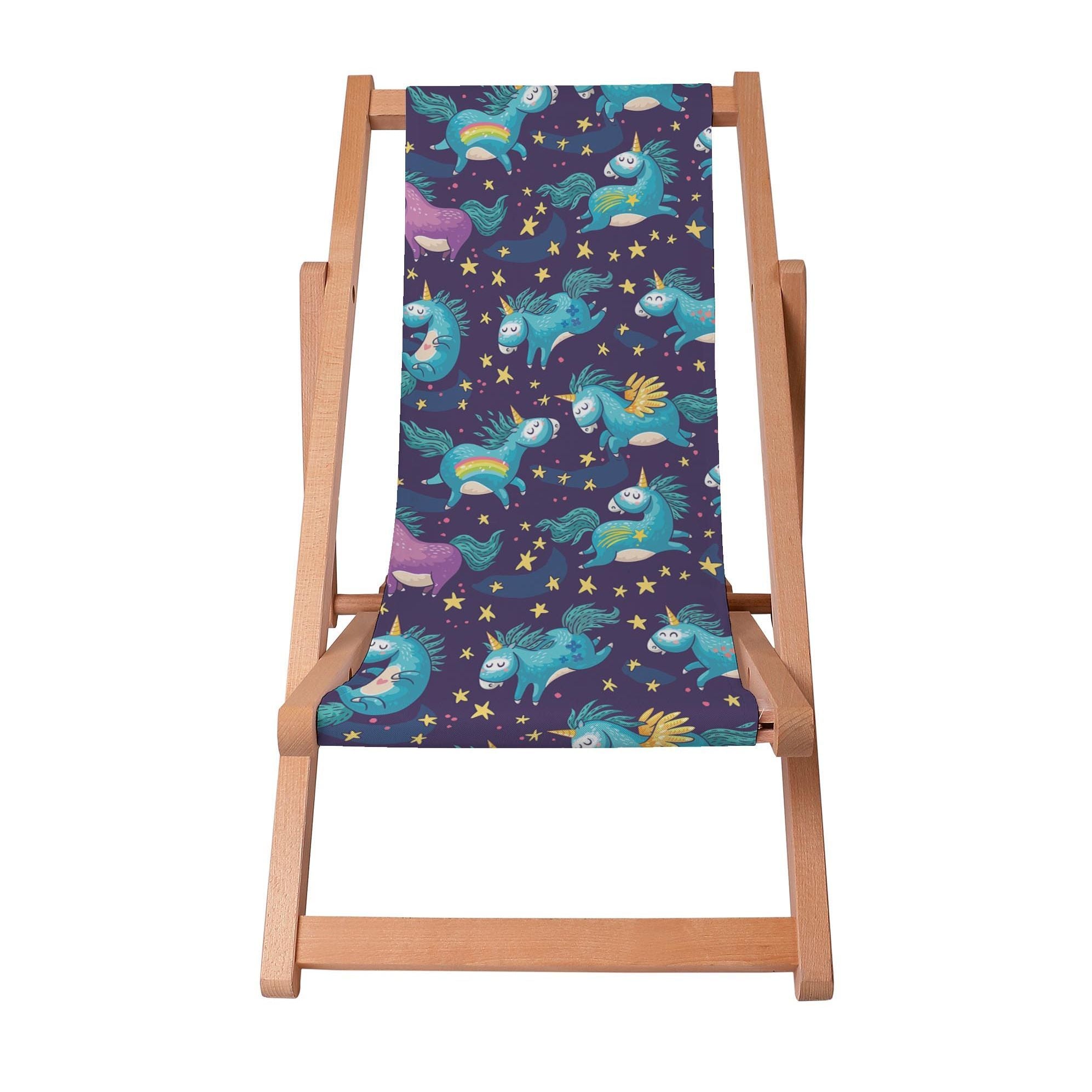 Leżak drewniany Turquoise Unicorns-S
