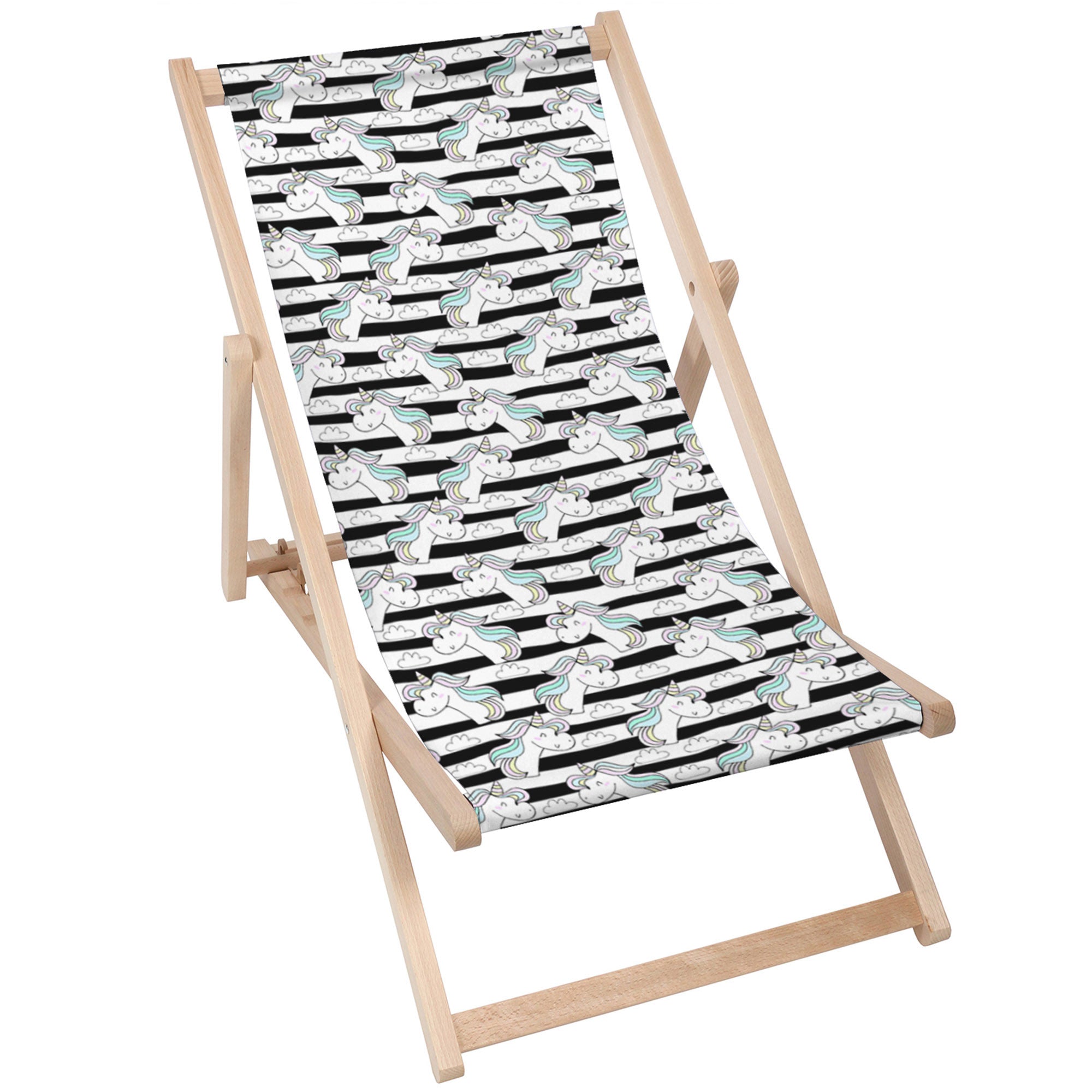 Leżak drewniany Unicorn Black Stripes-M