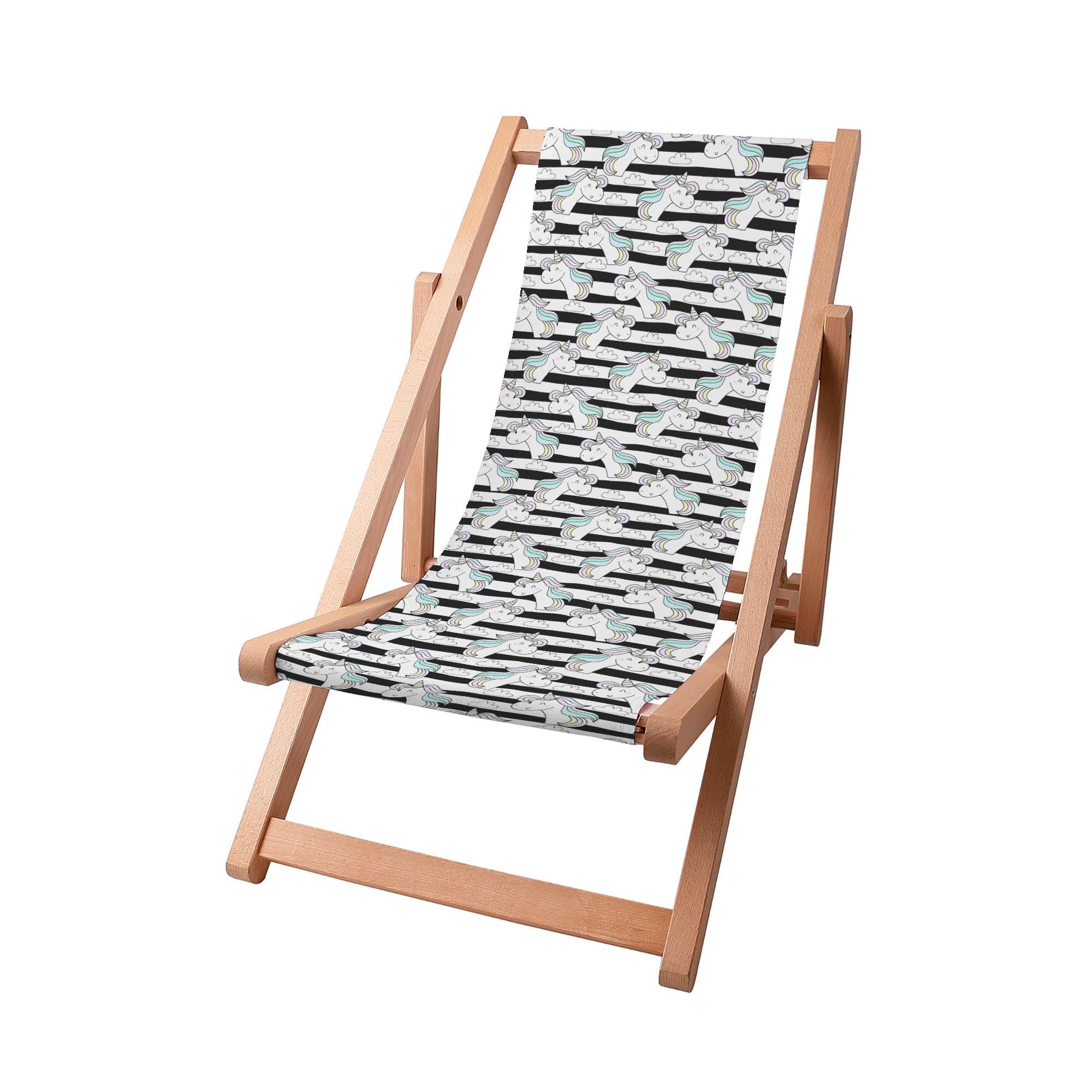 Leżak drewniany Unicorn Black Stripes-S