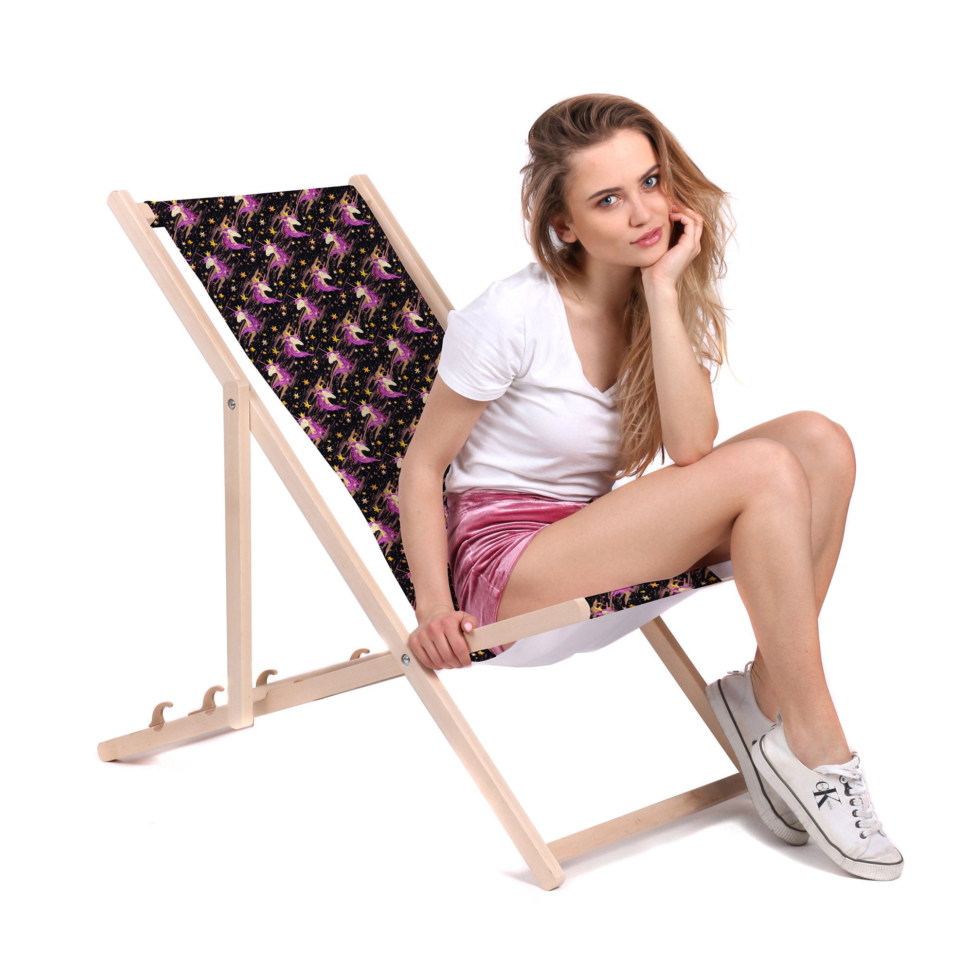 Wooden Deck Chair Unicorn Queen-M