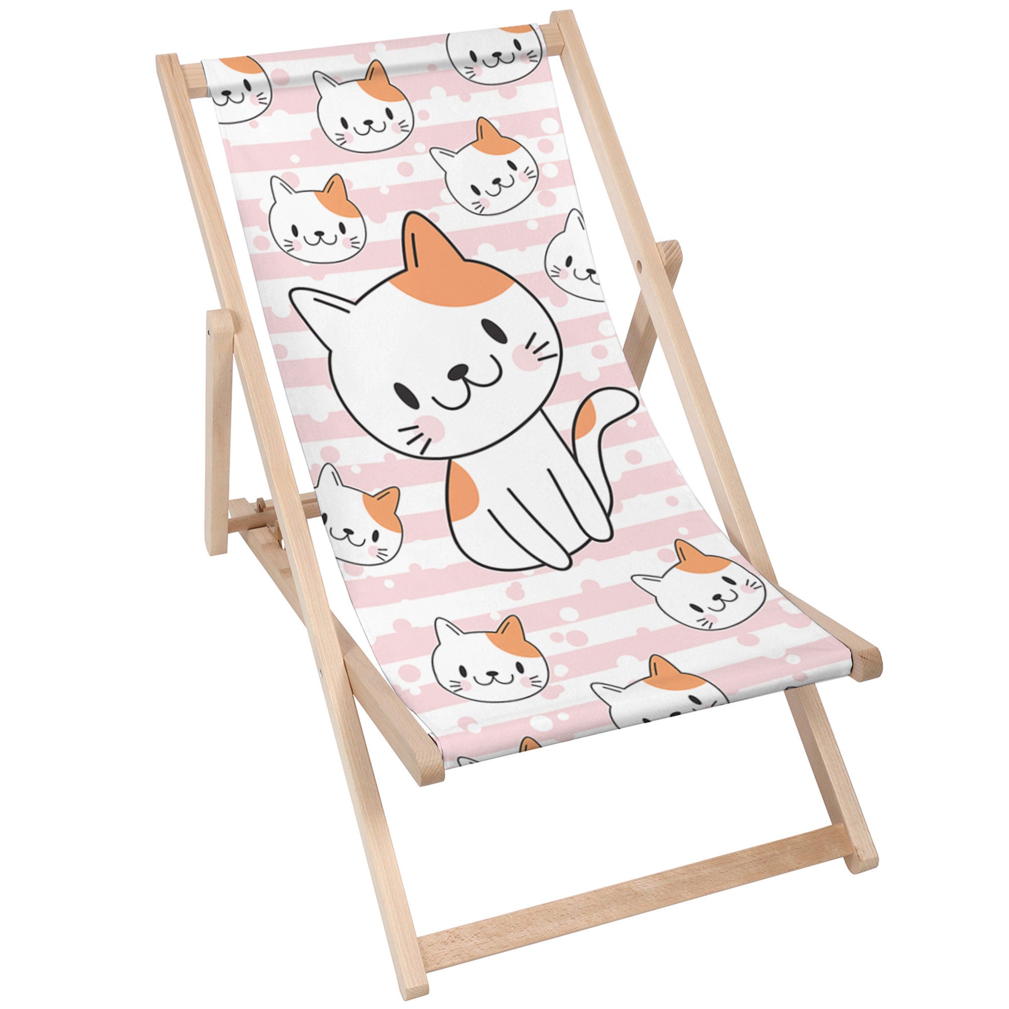 Leżak drewniany Uśmiechnięty Kotek-M