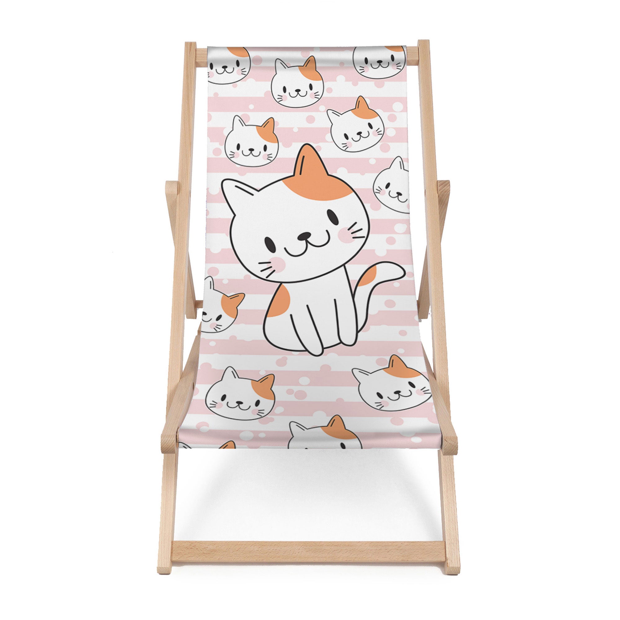 Leżak drewniany Uśmiechnięty Kotek-M