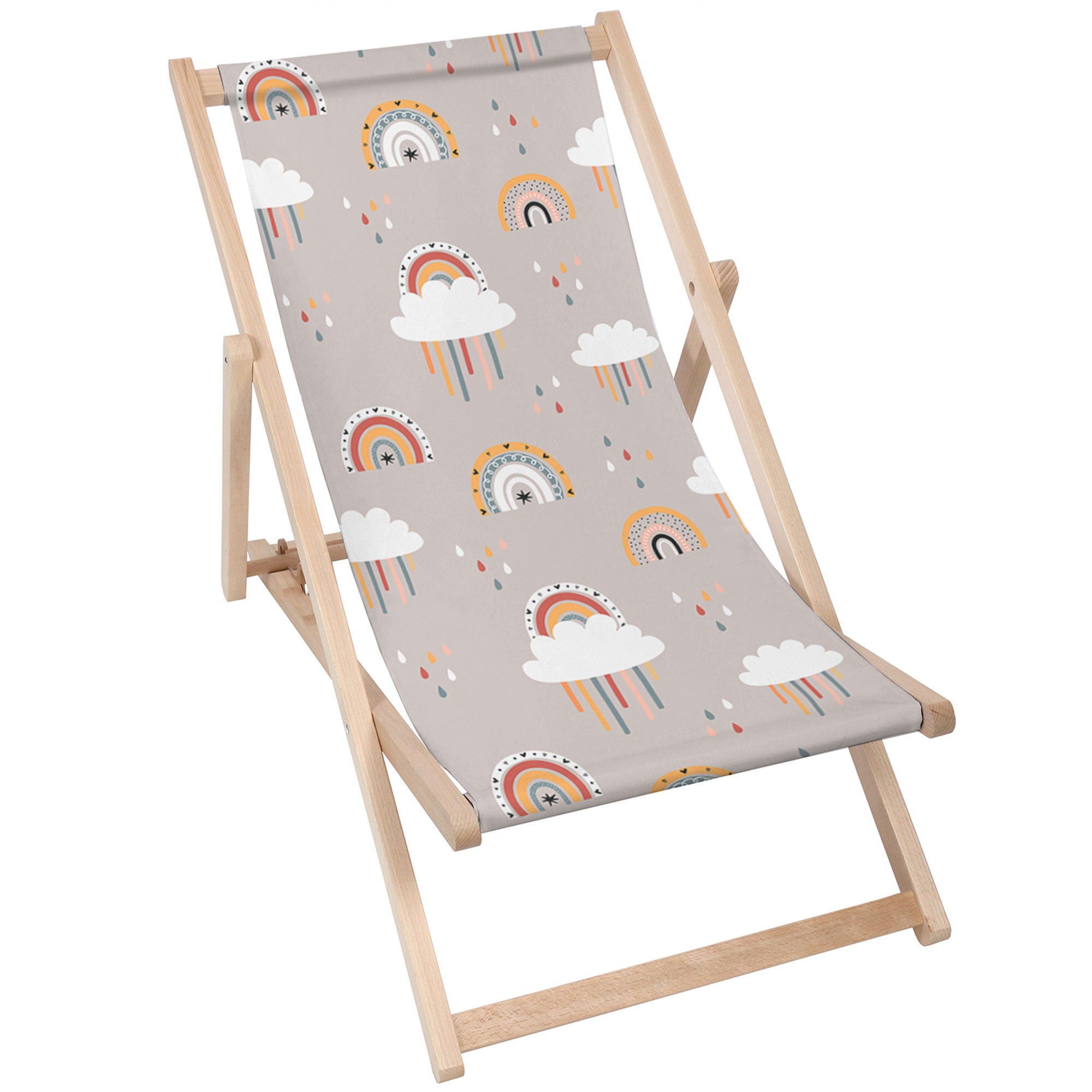 Leżak drewniany Beige Rainbow-M
