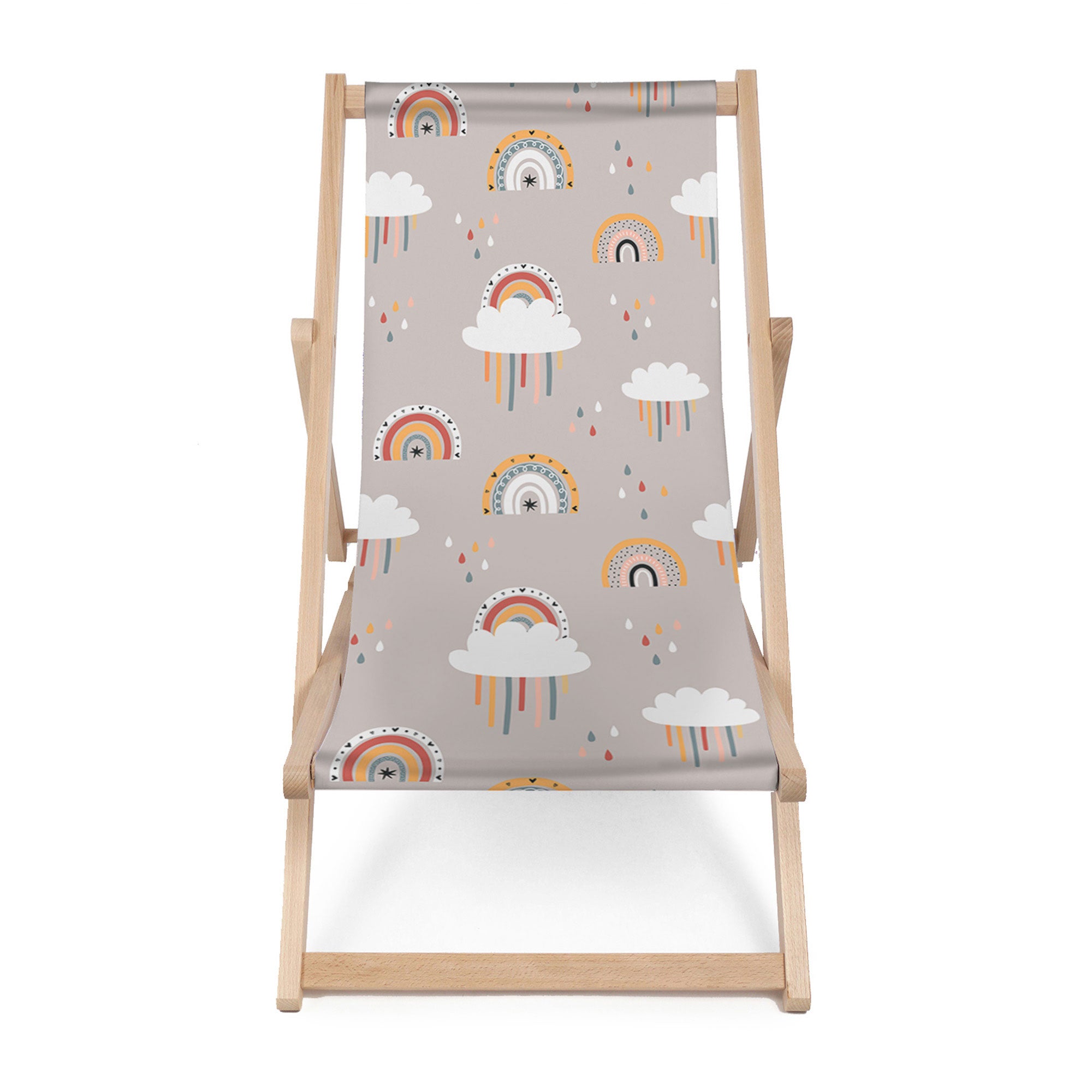 Leżak drewniany Beige Rainbow-M