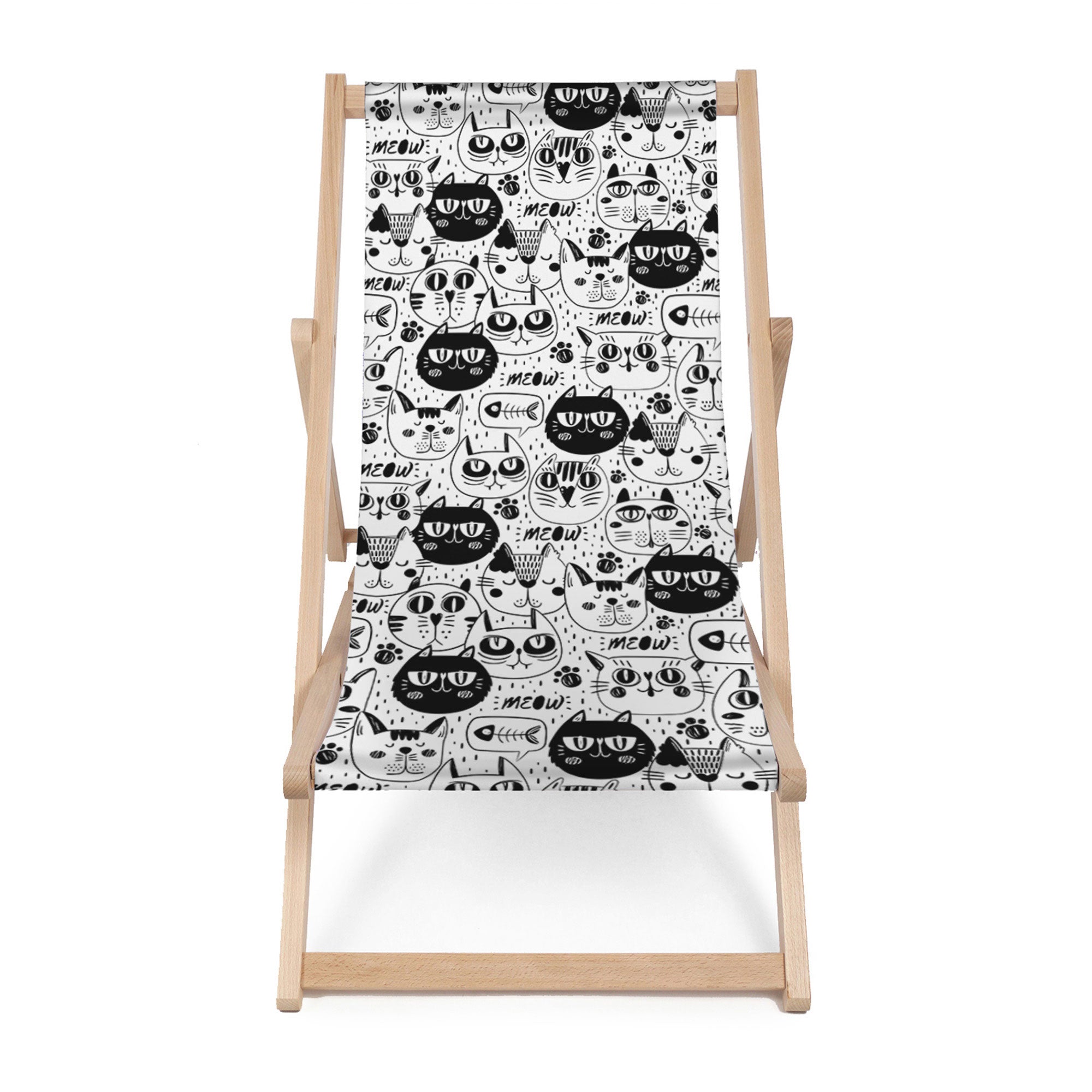 Leżak drewniany Black and White Cats-M
