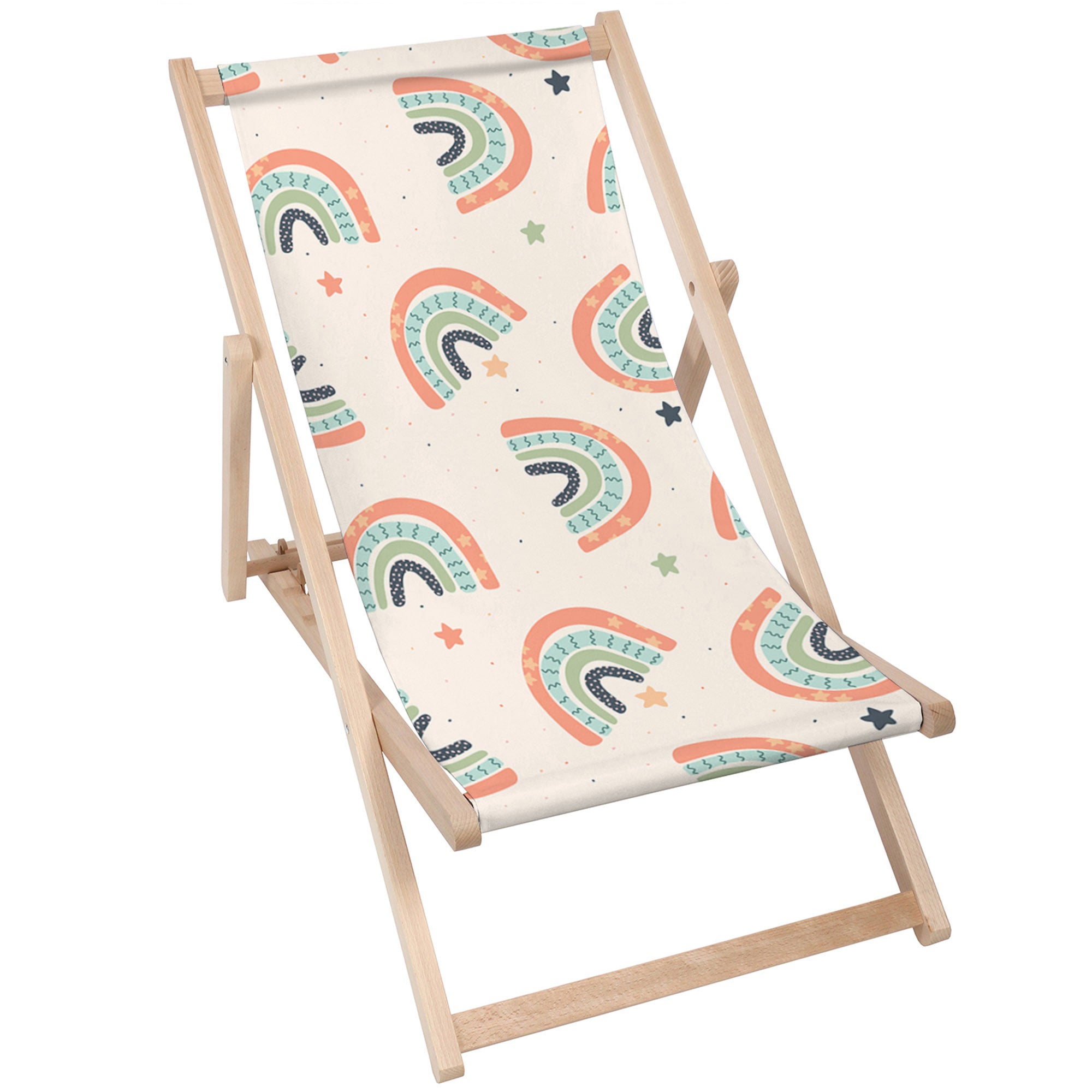 Leżak drewniany Boho Rainbow With Stars-M