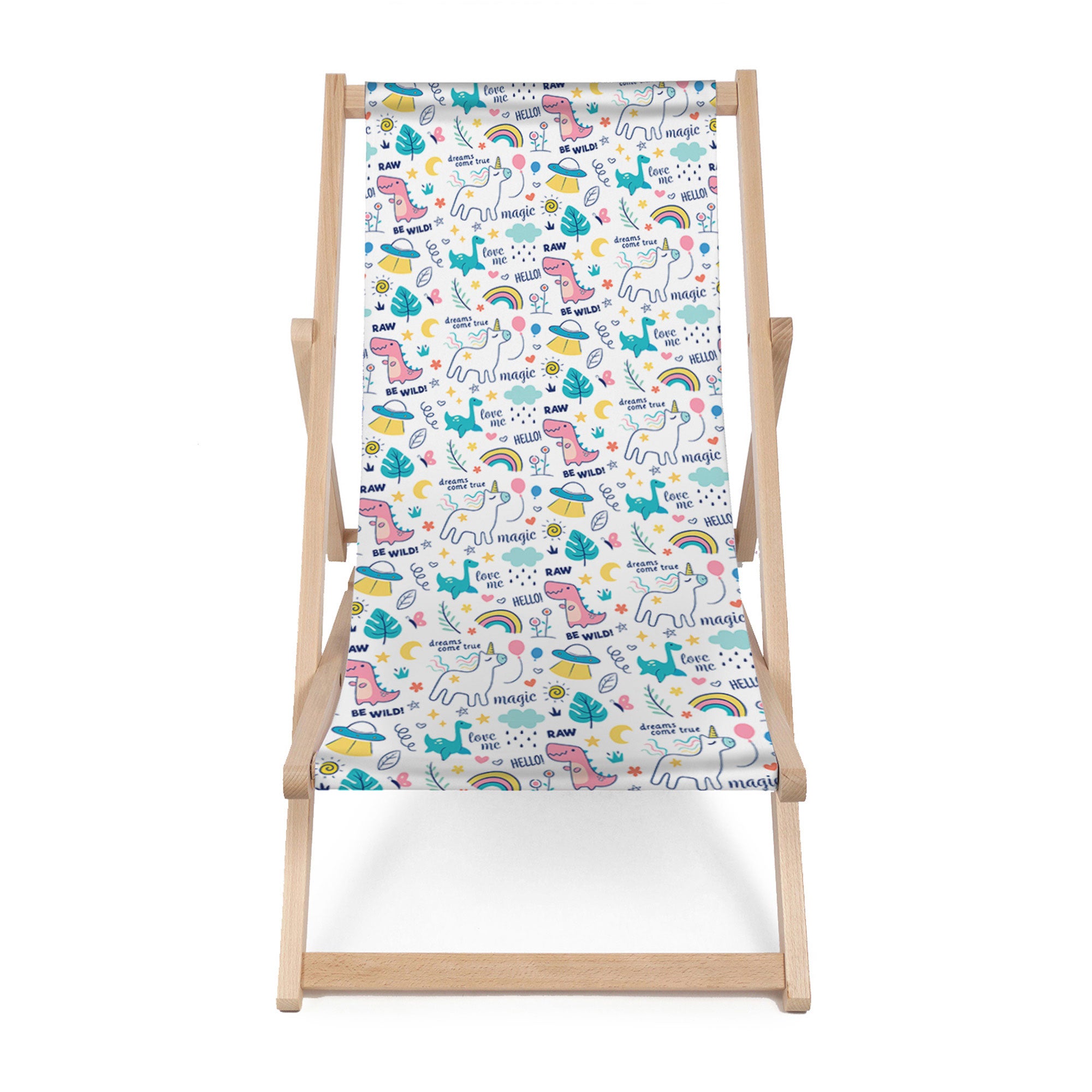 Leżak drewniany Dinosaurs and Unicorns-M