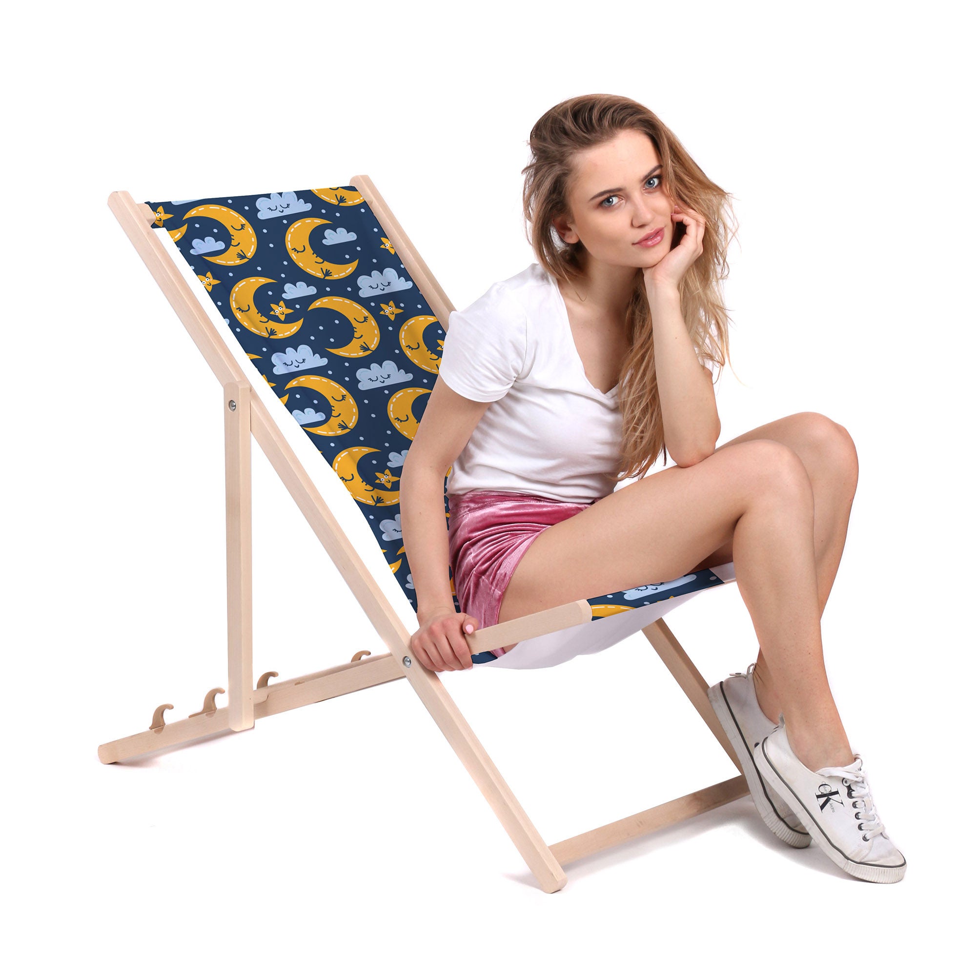 Wooden Deck Chair Night Sky-M