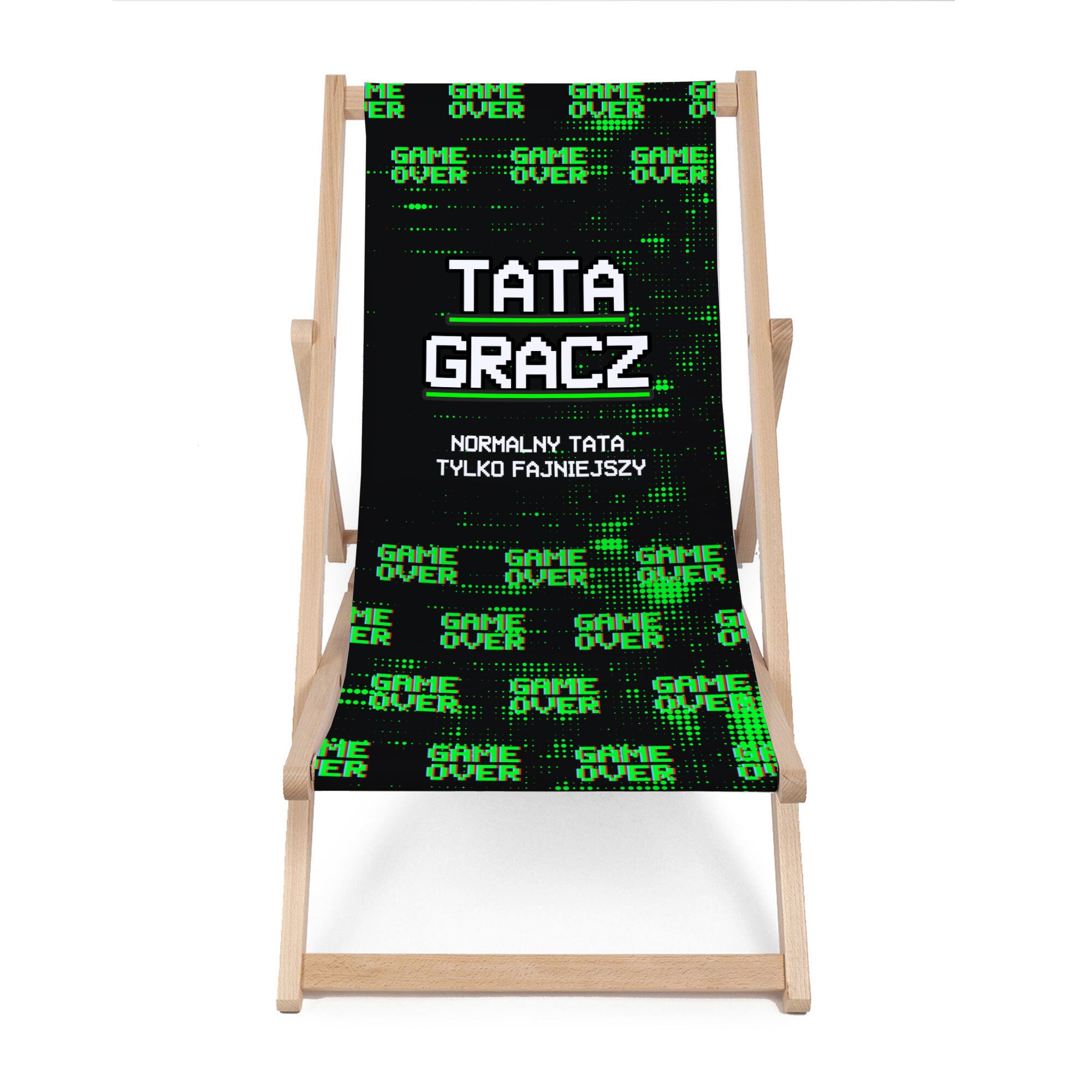Wooden deck chair Dad the Gamer