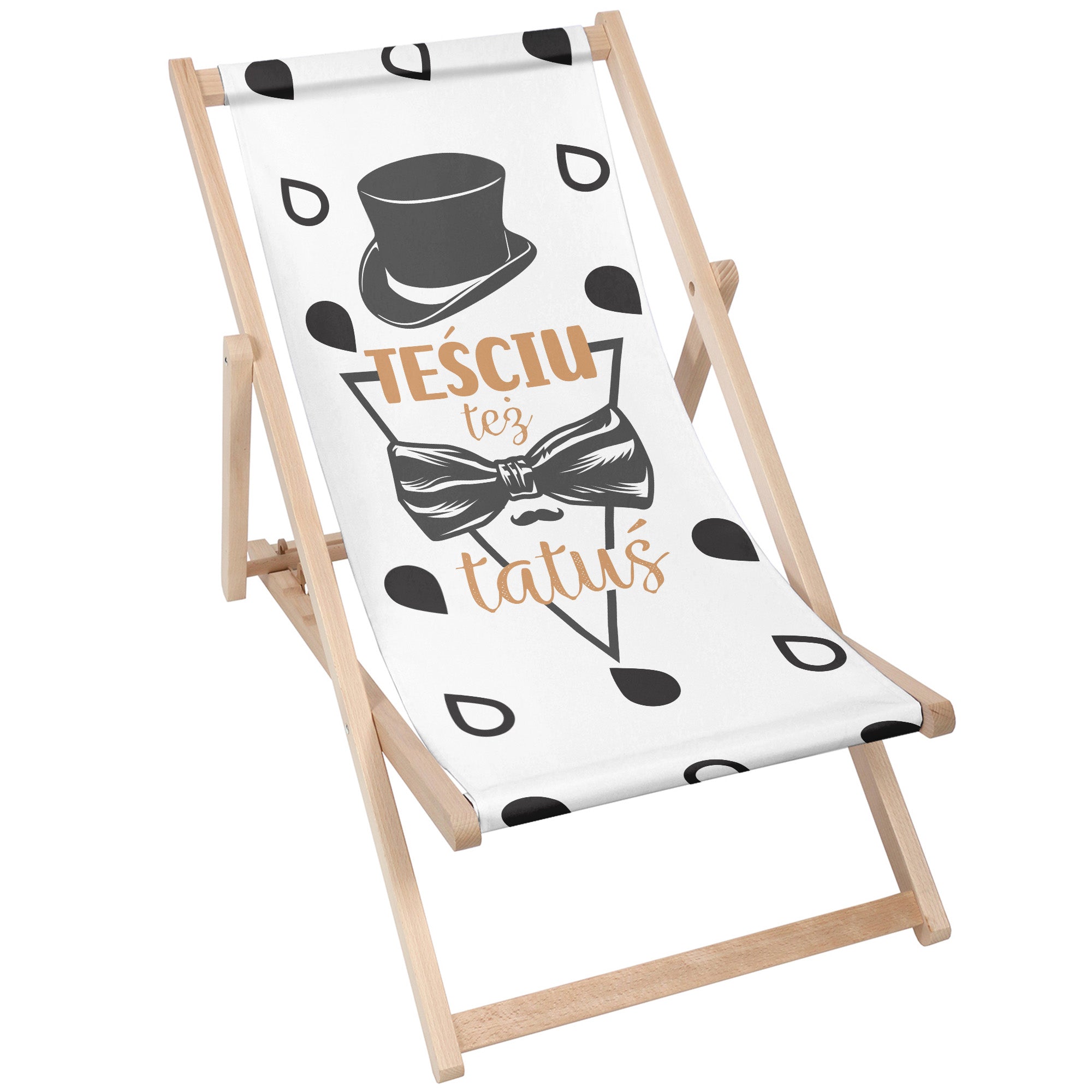 Leżak drewniany Teściu też tatuś