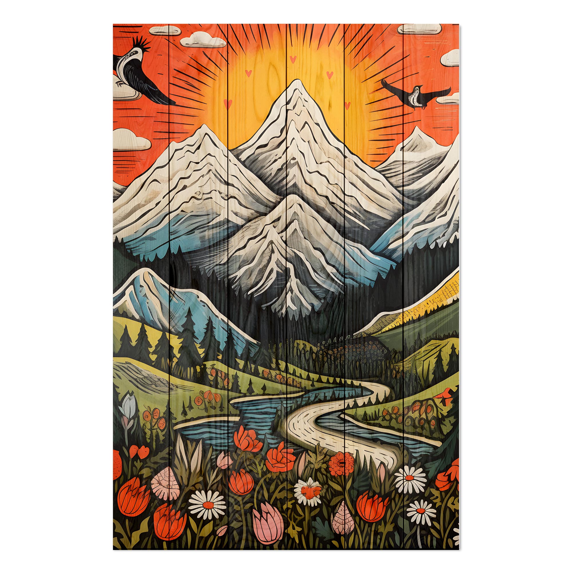 Bild Holz Vintage Berg-30x30 cm