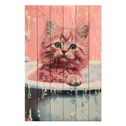 Obraz Wood Sweet Kitten Bath-70x90 cm