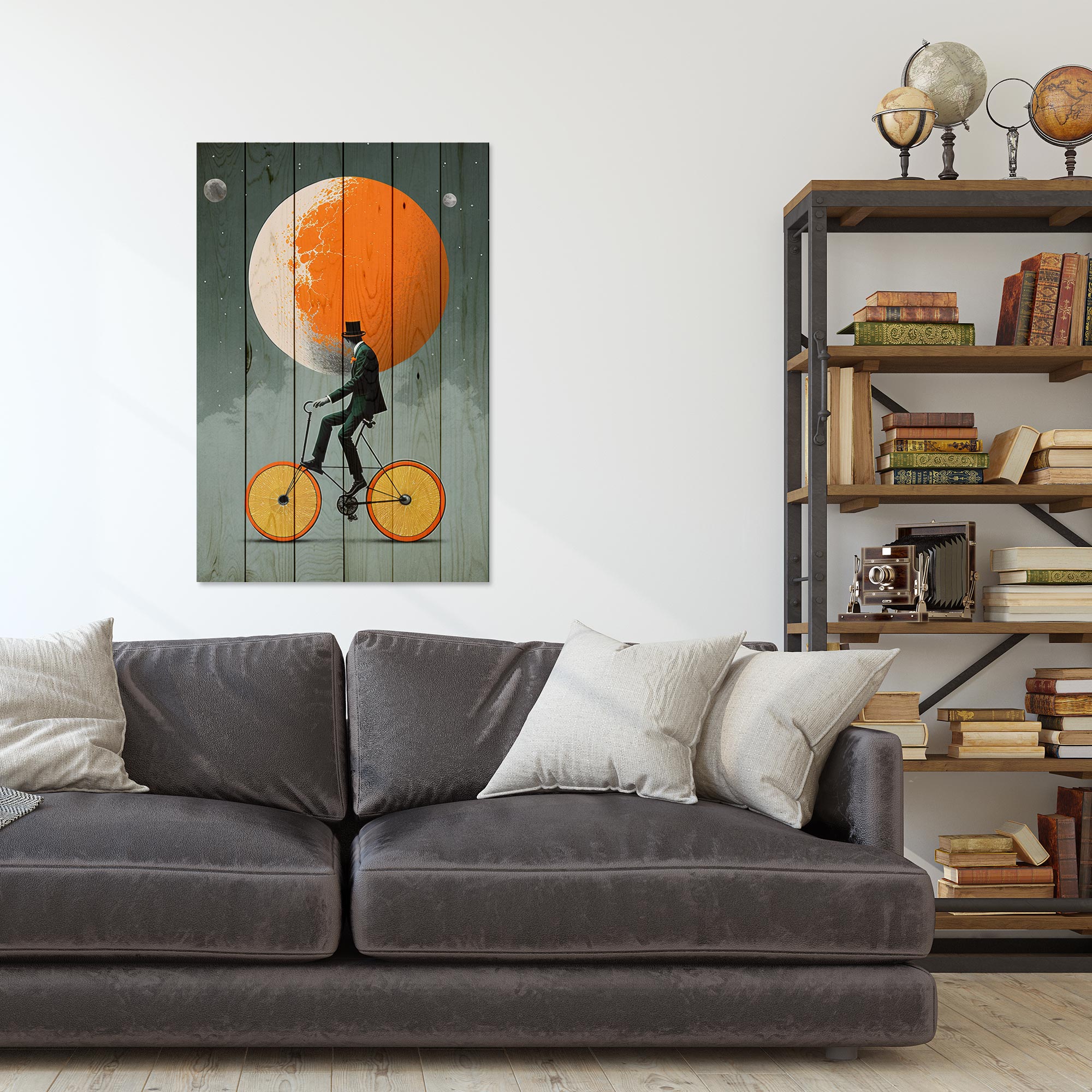 Obraz Wood Vintage orange moon-30x40 cm
