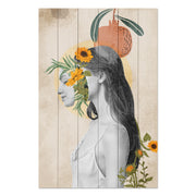 Obraz Wood Woman with Head in Flowers-40x60 cm