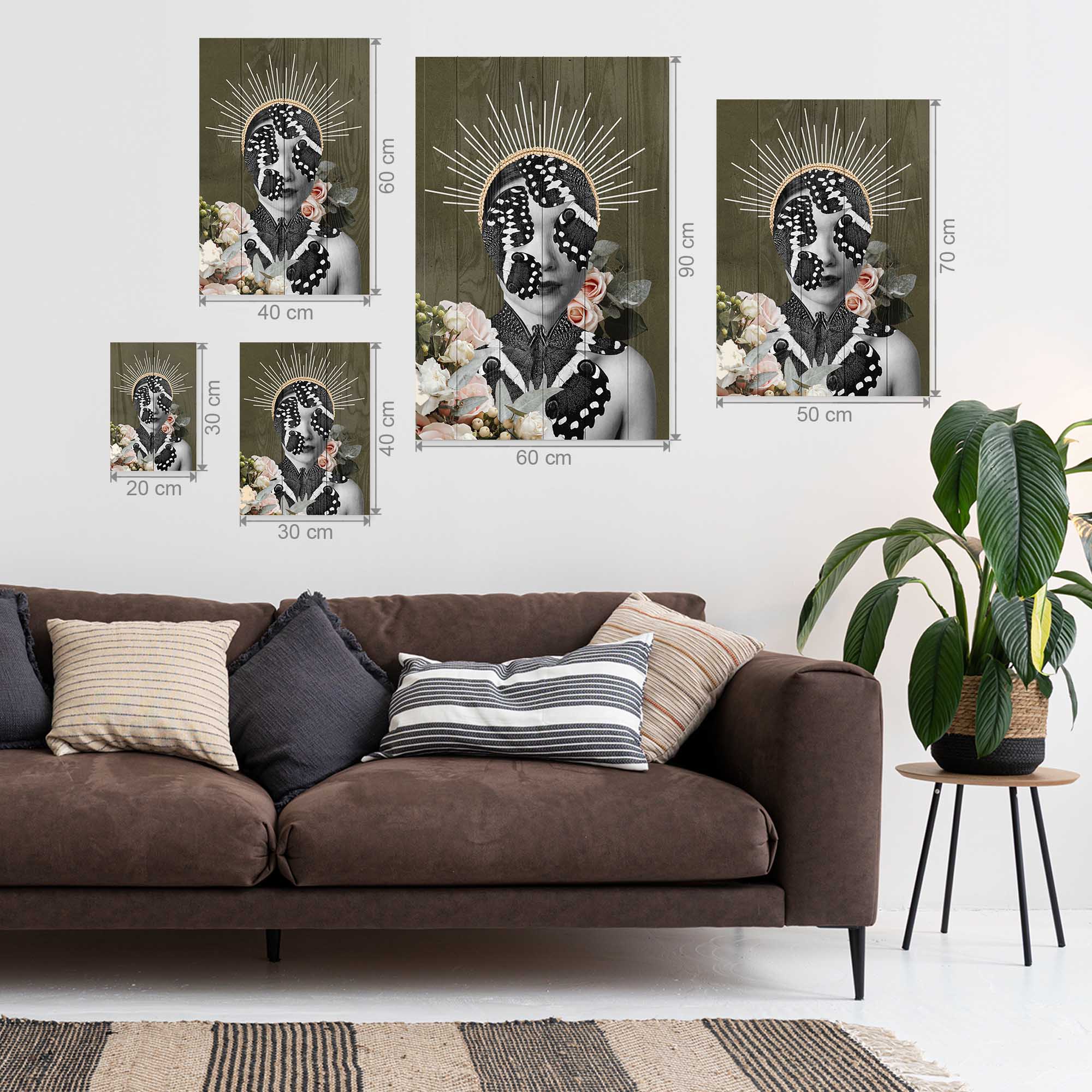 Obraz Wood Woman with Butterfly Face-40x60 cm