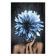 Wood Picture Woman with Large Blue Flowers-70x90 cm