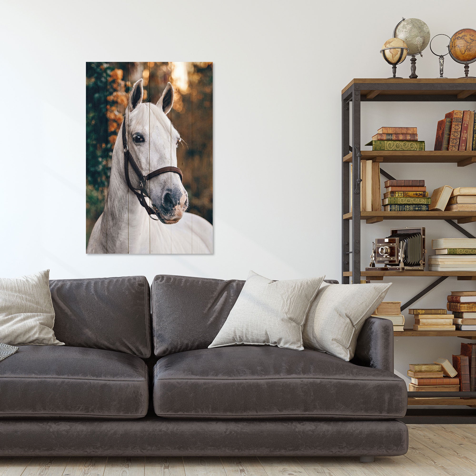Obraz Wood White Horse-20x30 cm