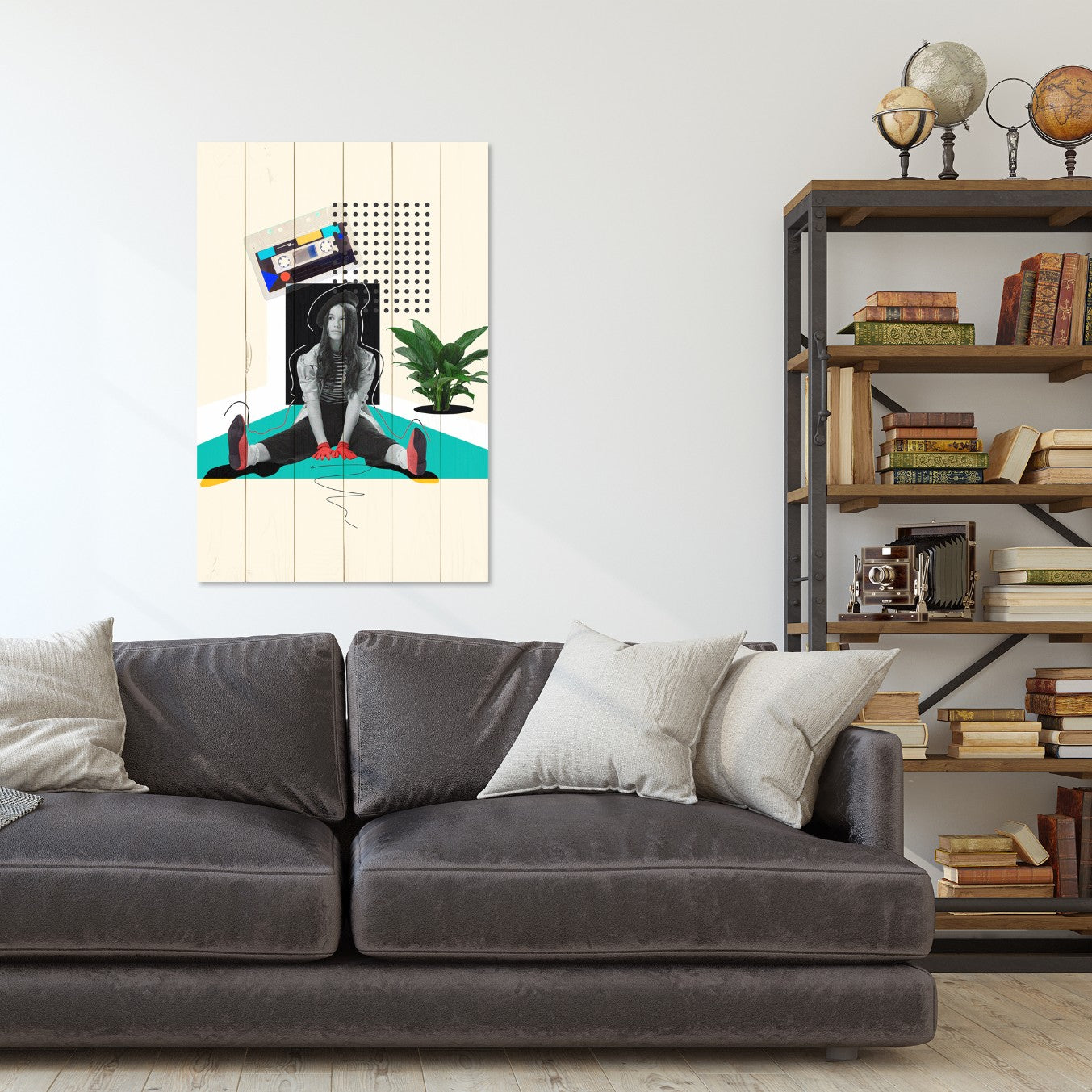Obraz Wood Vintage Šílená dívka-40x60 cm