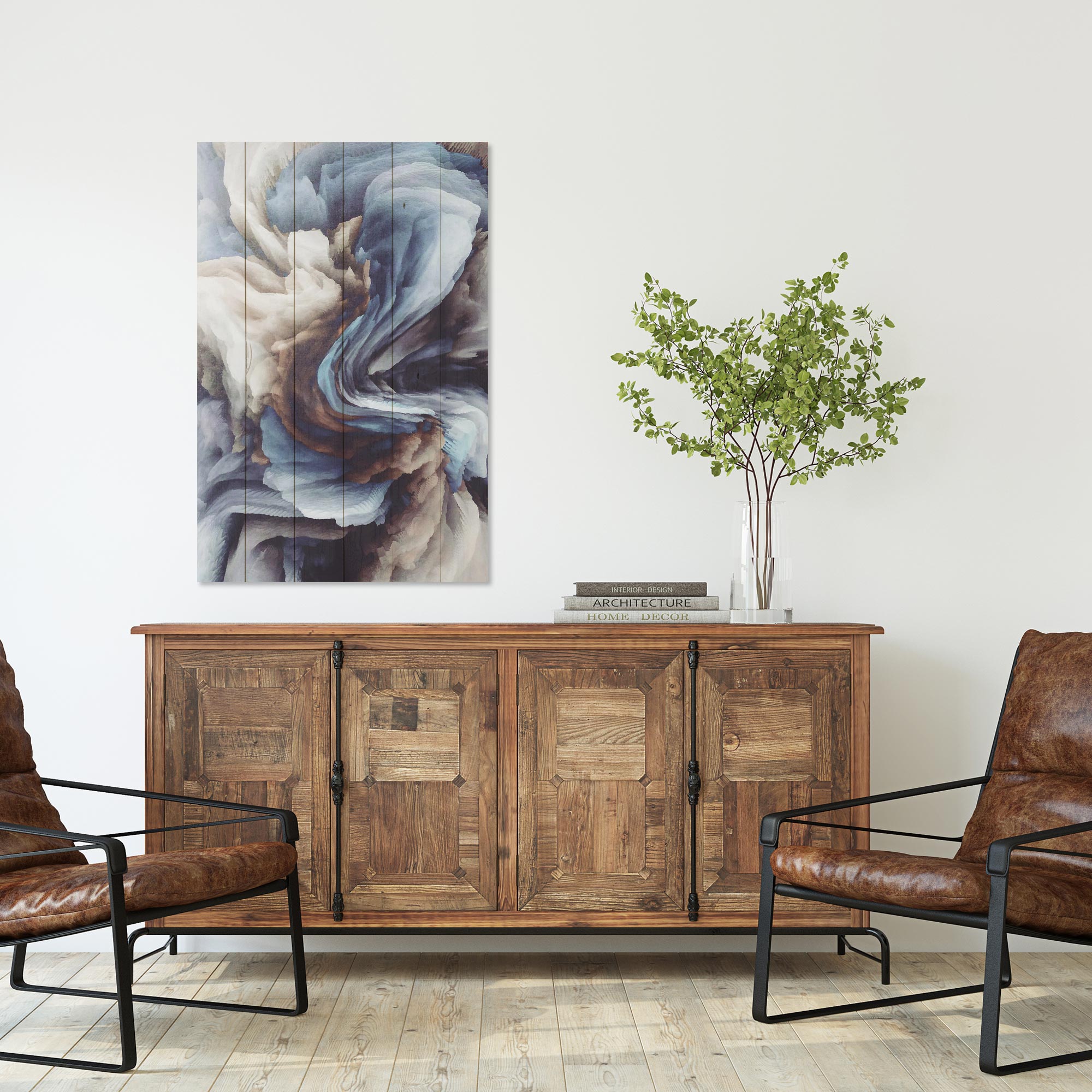 Obraz Wood Swirling Shapes-70x90 cm