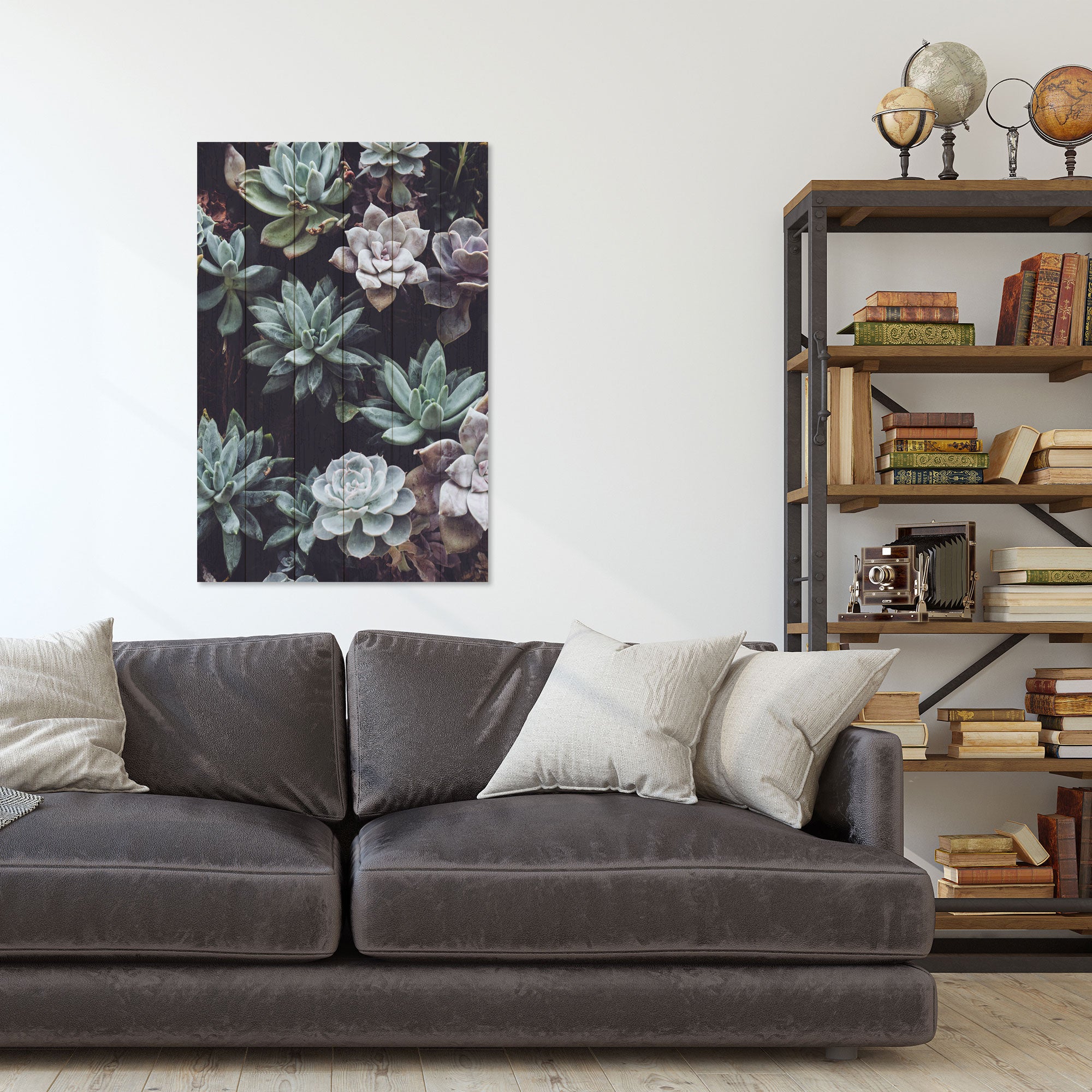 Bild Holz Sukkulenten-40x60 cm