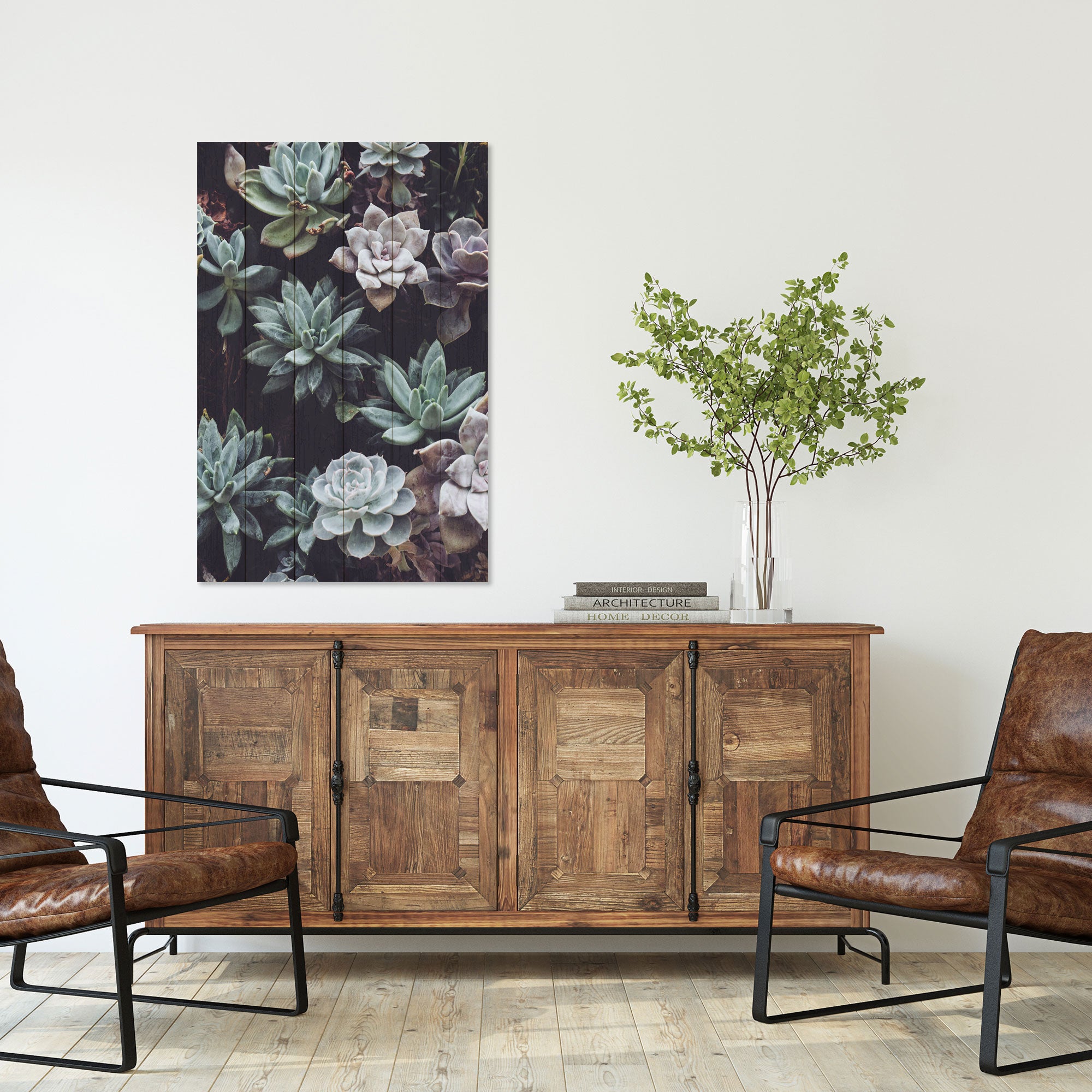 Bild Holz Sukkulenten-40x60 cm