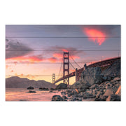 Obraz Wood Sunset Over Golden Gate Bridge-70x90 cm