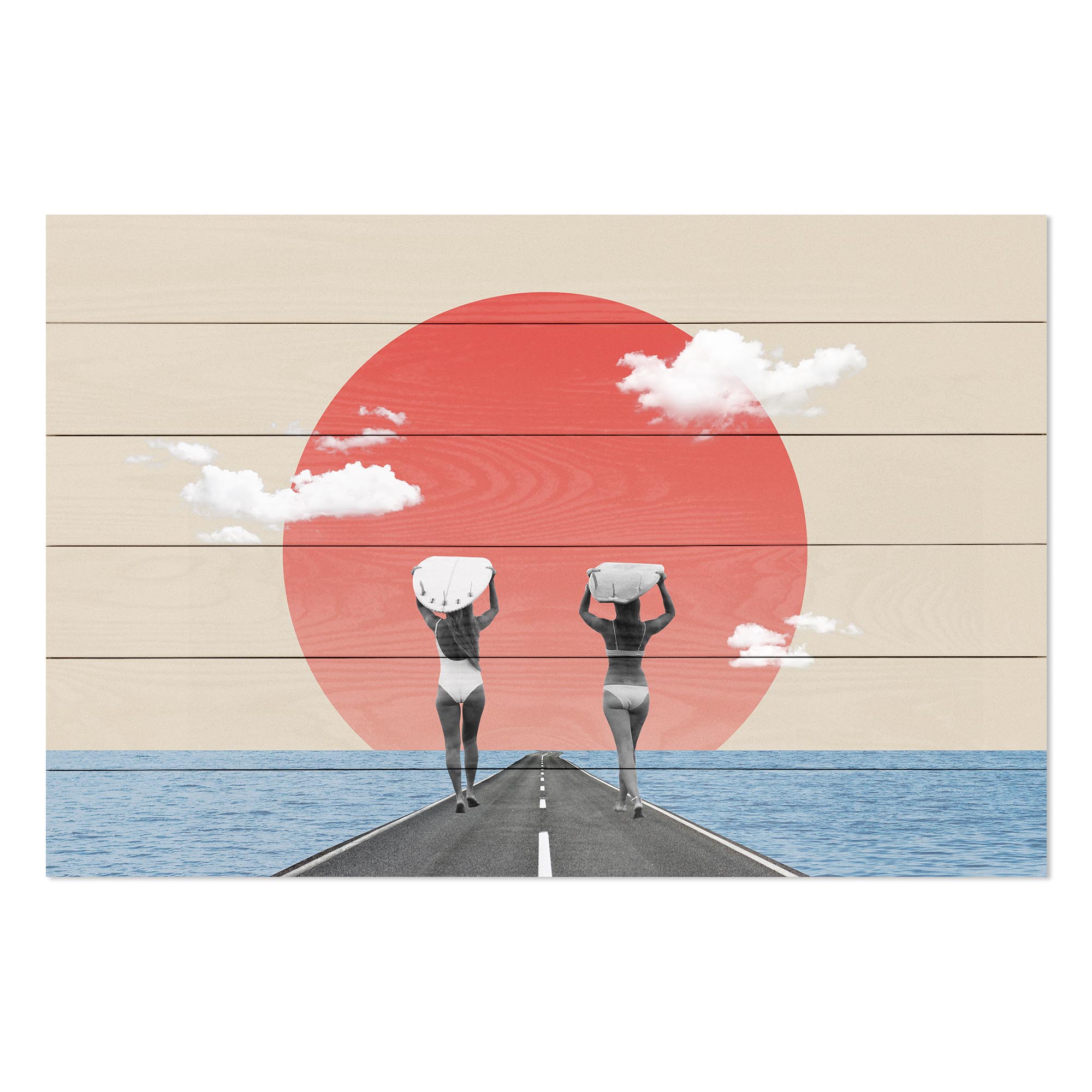 Obraz Wood Vintage Collage Surfers Road