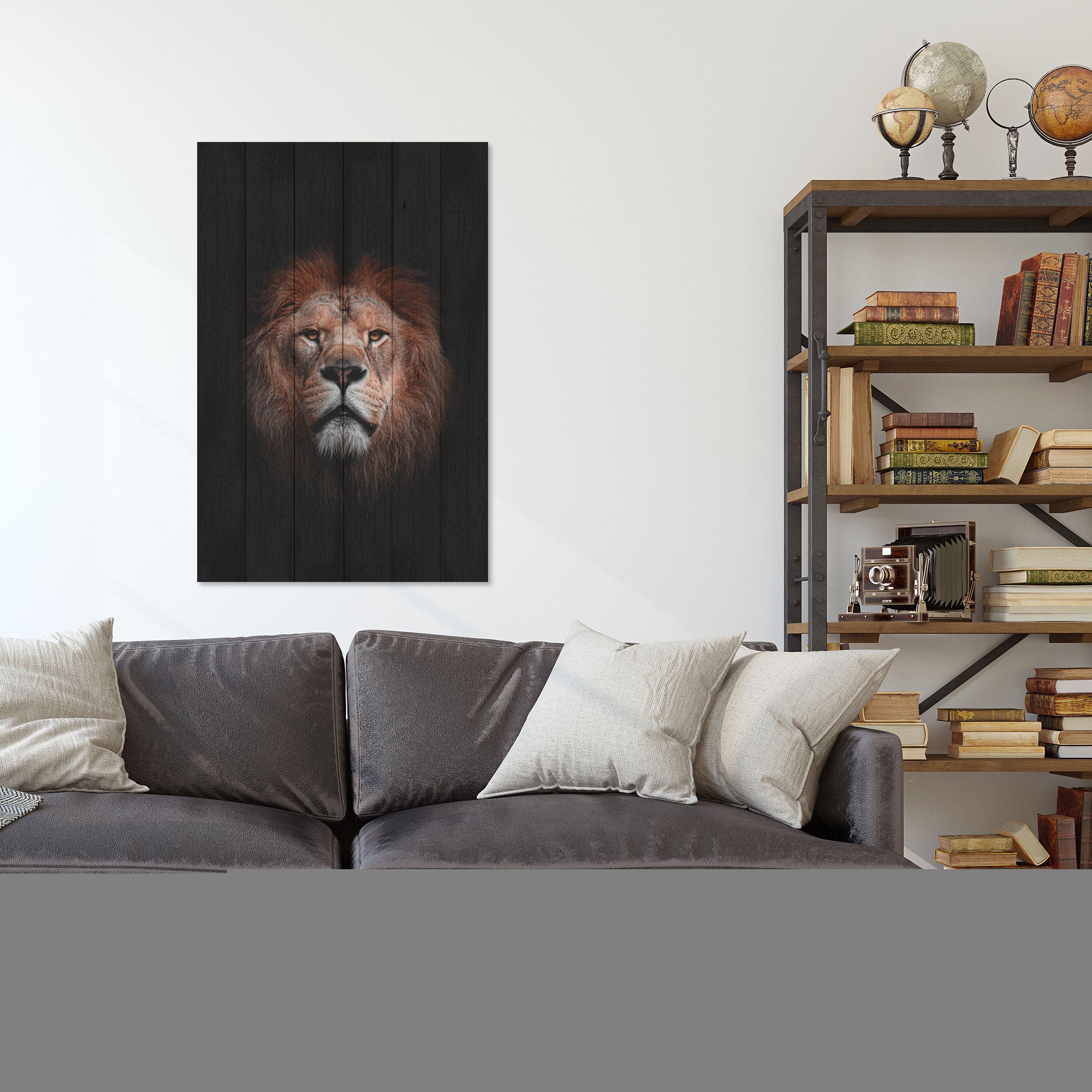 Obraz Wood Portrét lva-70x90 cm
